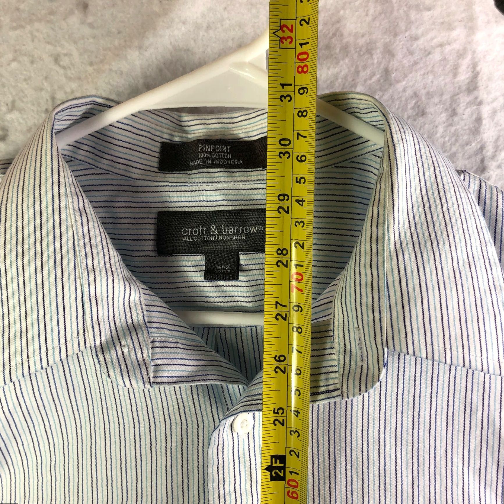 Croft & Barrow Croft & Barrow Pinpoint Non Iron Mens 16.5 32/33 White Striped Long Sleeve Shirt Size US XL / EU 56 / 4 - 6 Thumbnail