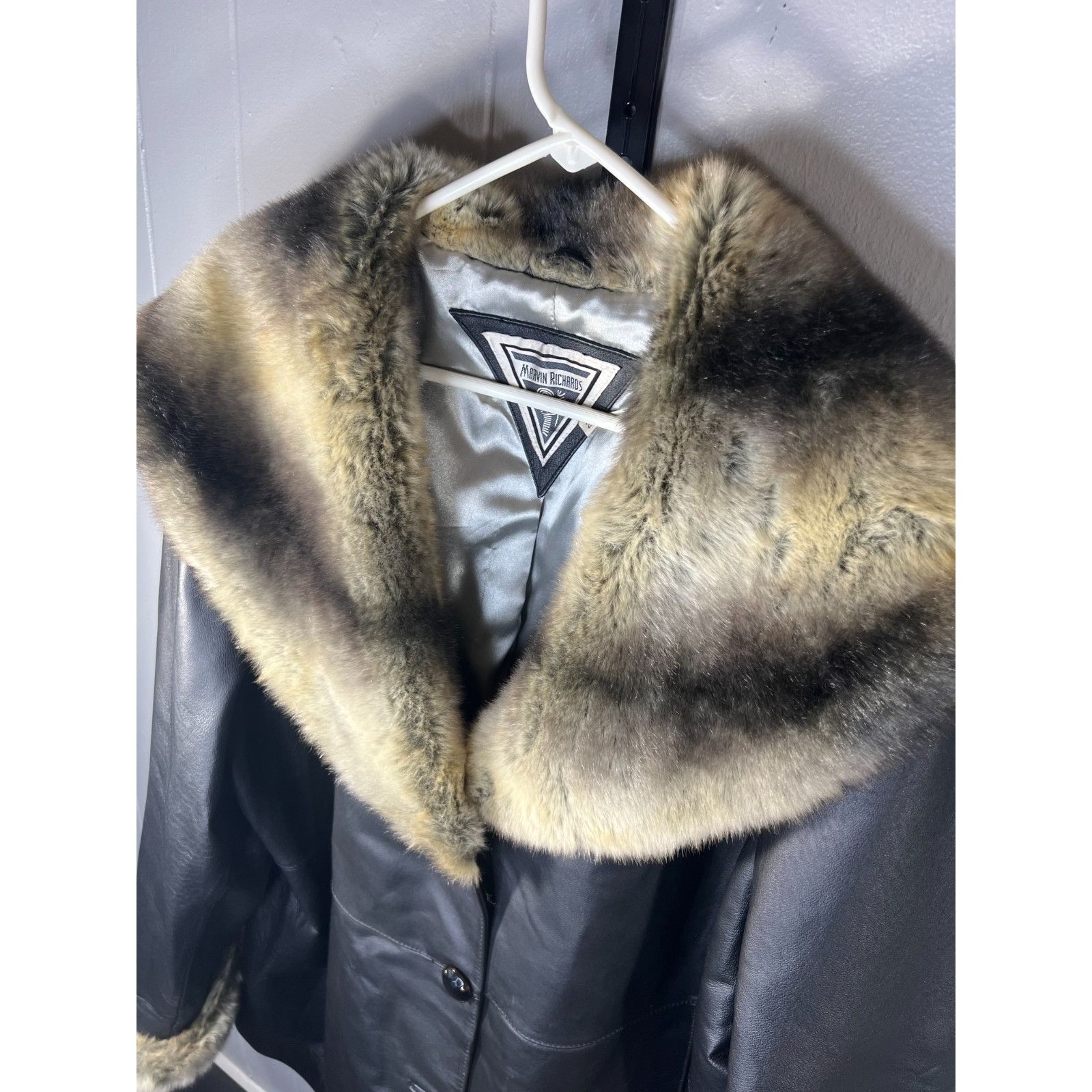Other Vintage J Percy Marvin Richards Black Leather Faux Fur Jacke Size XXL / US 16-18 / IT 52-54 - 6 Thumbnail