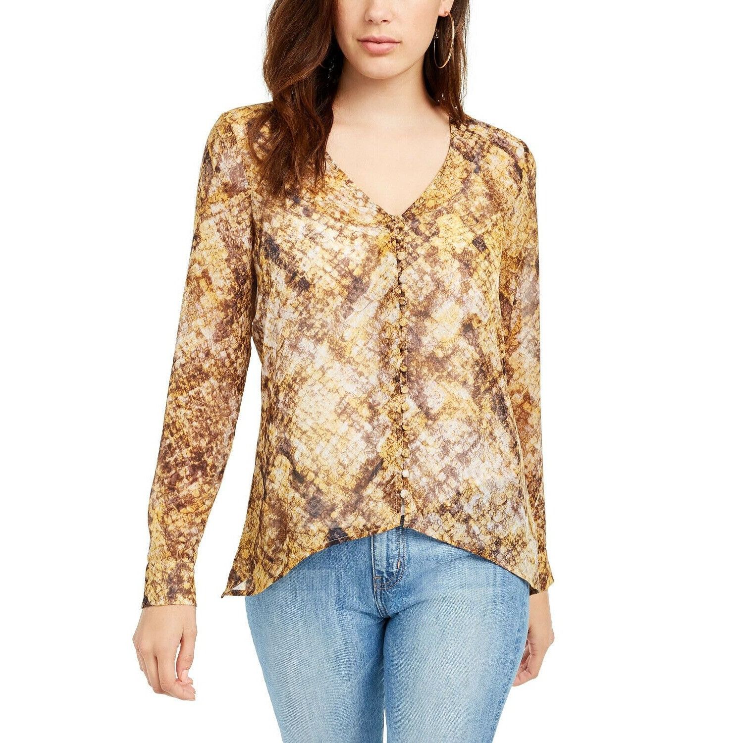 Guess $69.00 GUESS Elesia Printed Blouse, Rustic Copper, S Size S / US 4 / IT 40 - 2 Thumbnail