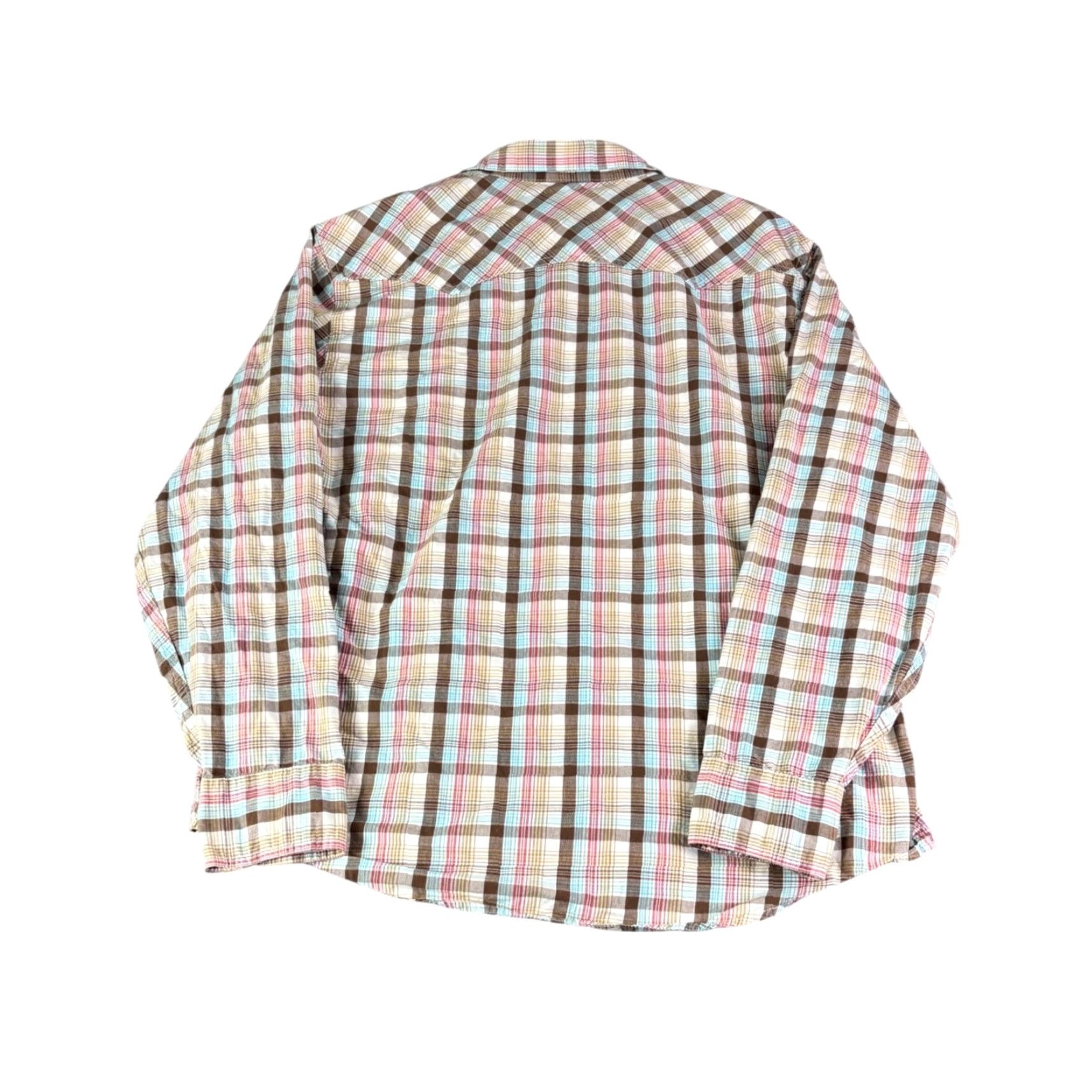 Aeropostale Aeropostale Mens Plaid Button-Up Shirt XL Long Sleeve Nylon? No, Cotton Western Shirt Button-Down 90s Vintage Casual Brown Size US XL / EU 56 / 4 - 2 Thumbnail