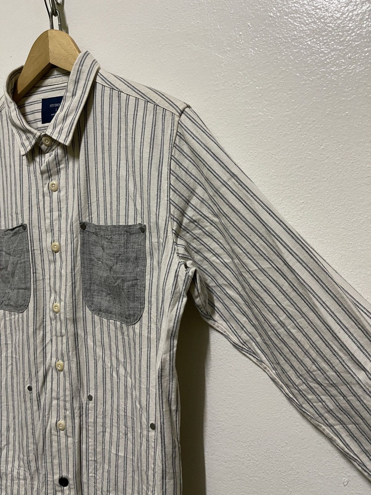 Japanese Brand × STUDIOUS Studious Pocket Shirt Striped Long Sleeve Size US M / EU 48-50 / 2 - 5 Thumbnail