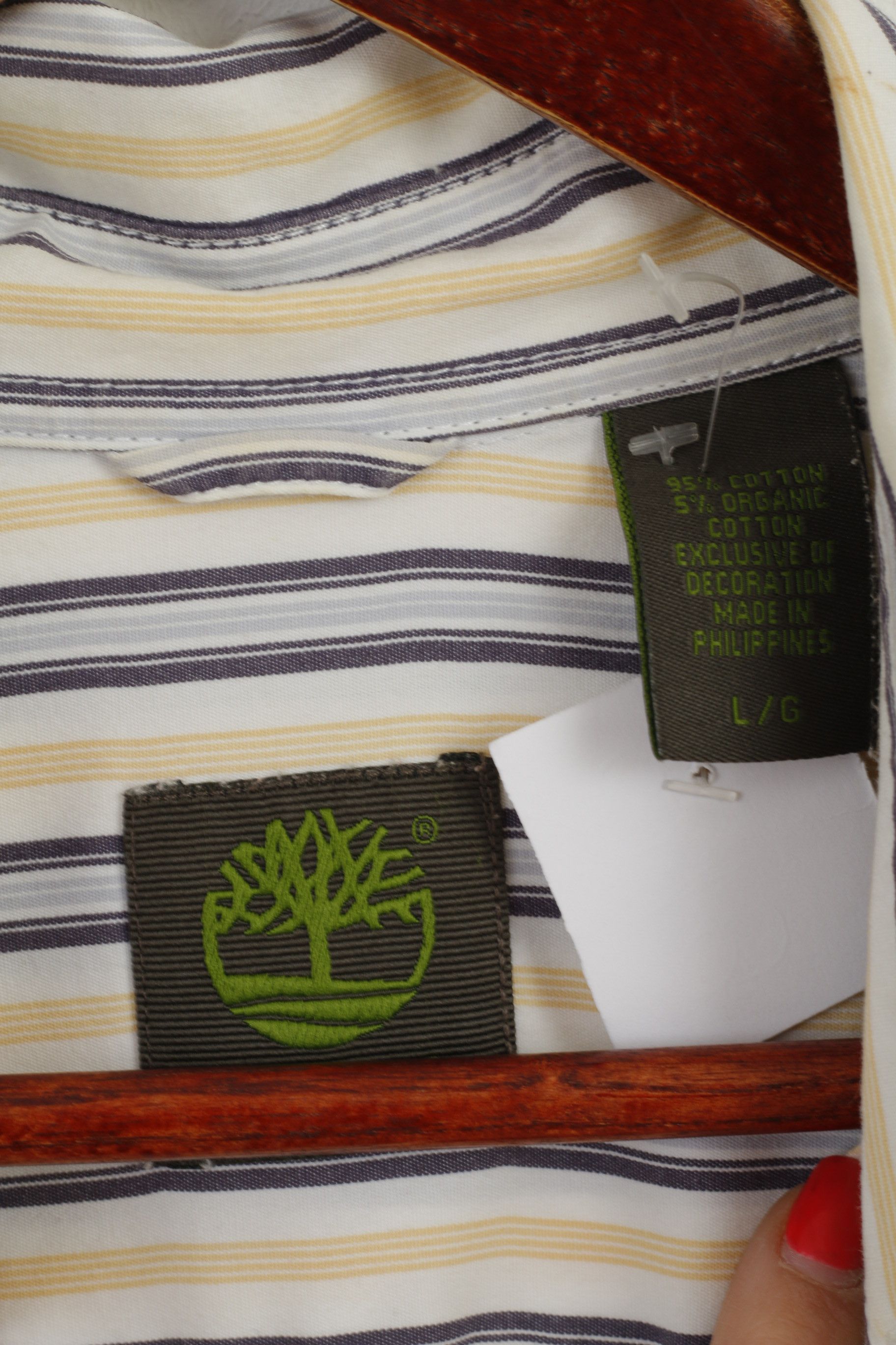 Timberland Timberland Men L Casual Shirt White Yellow 6727 Size US L / EU 52-54 / 3 - 4 Thumbnail