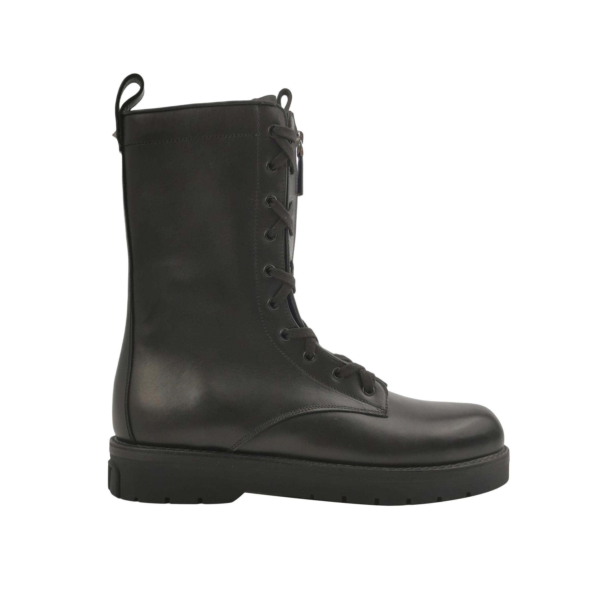 Valentino Black Leather Combat Boots EU 44