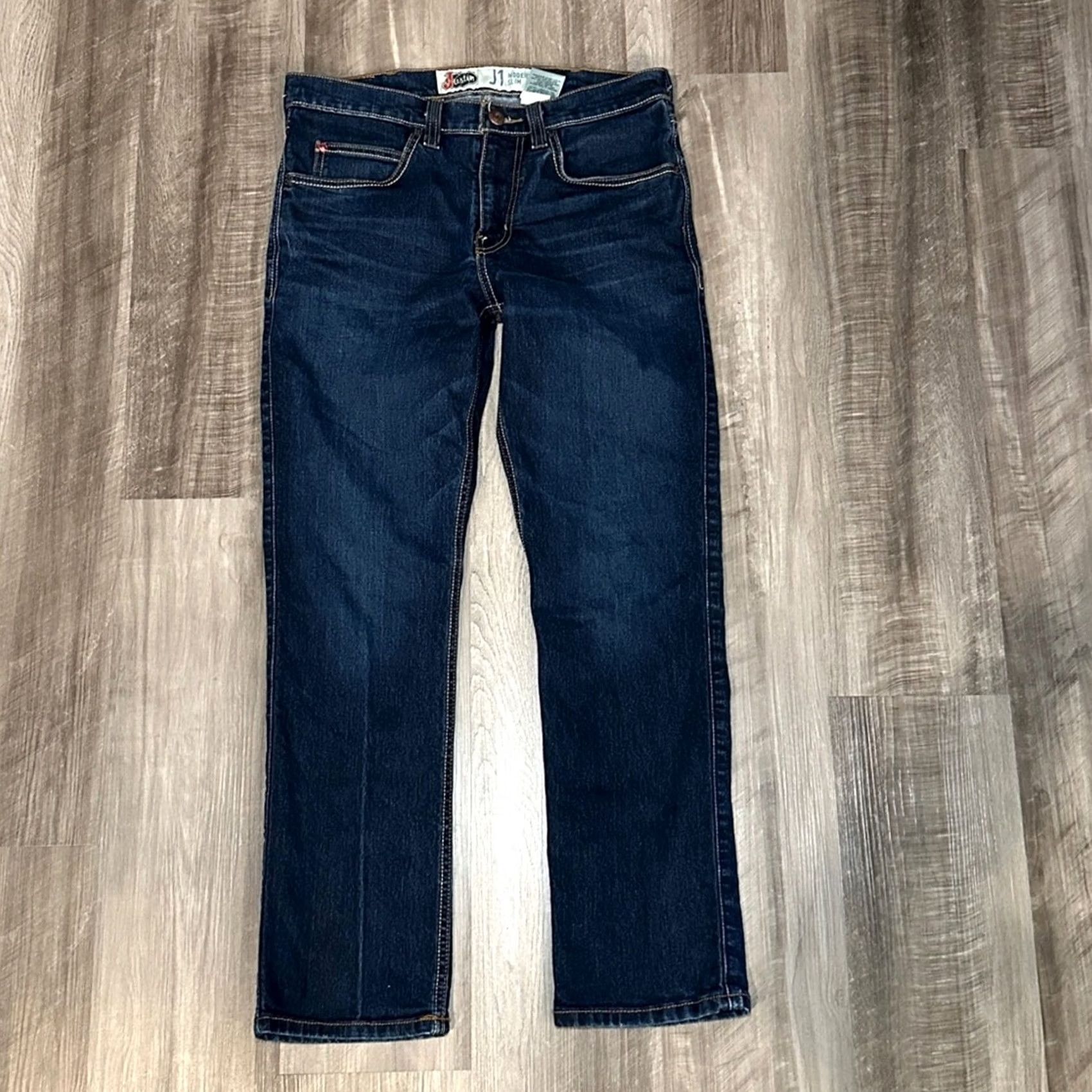 Justin Boots Justin Boots J1 Modern Slim Jeans - 32x30 Men's Blue Straight Jeans 32 Regular 30 Inseam Size US 32 / EU 48 - 2 Thumbnail