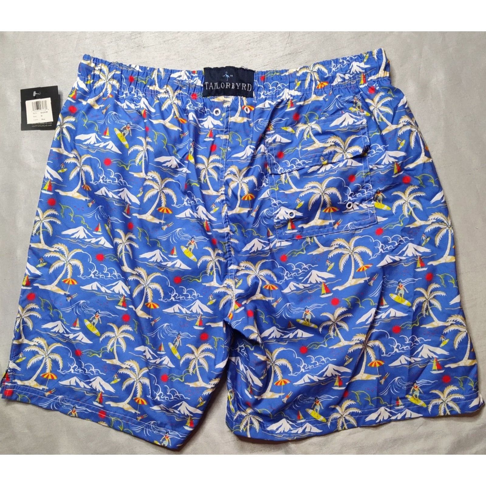 Tailorbyrd TAILORBYRD Men Swim Shorts 7" Blue Hawaiian Surfer Lined M Medium Bottom Beach Surfwear NEW Size US 31 - 4 Thumbnail