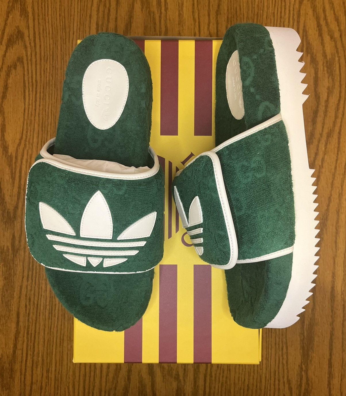Adidas × Gucci Gucci X Adidas GG Platform Sandal (Green) | Grailed