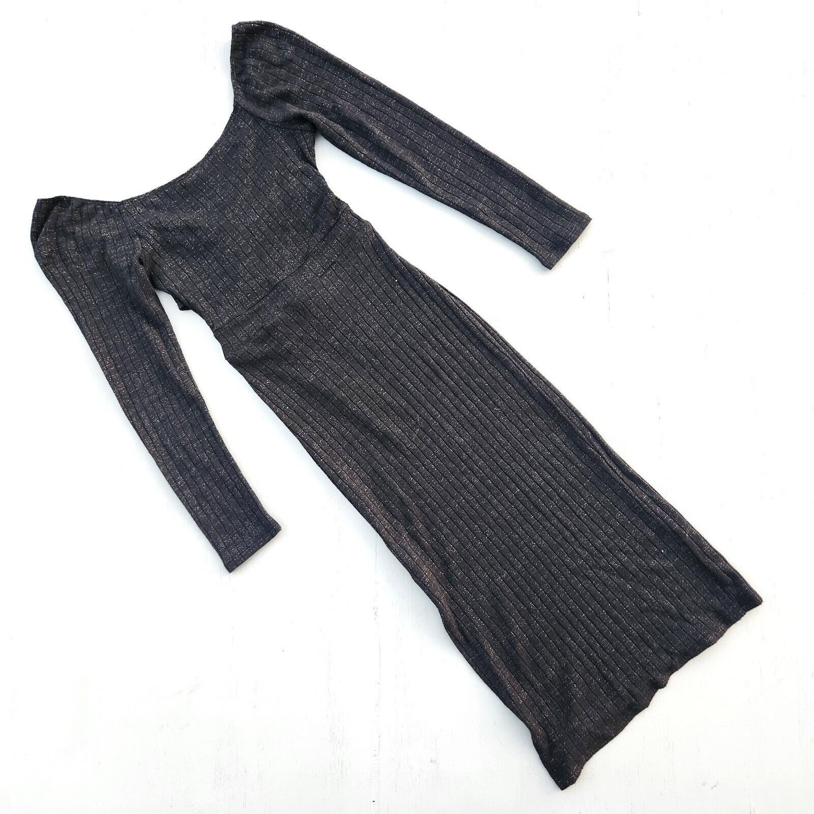 The Unbranded Brand 19 Cooper Women Black Metallic Midi Bodycon Dress Size XS Size XS / US 0-2 / IT 36-38 - 5 Thumbnail