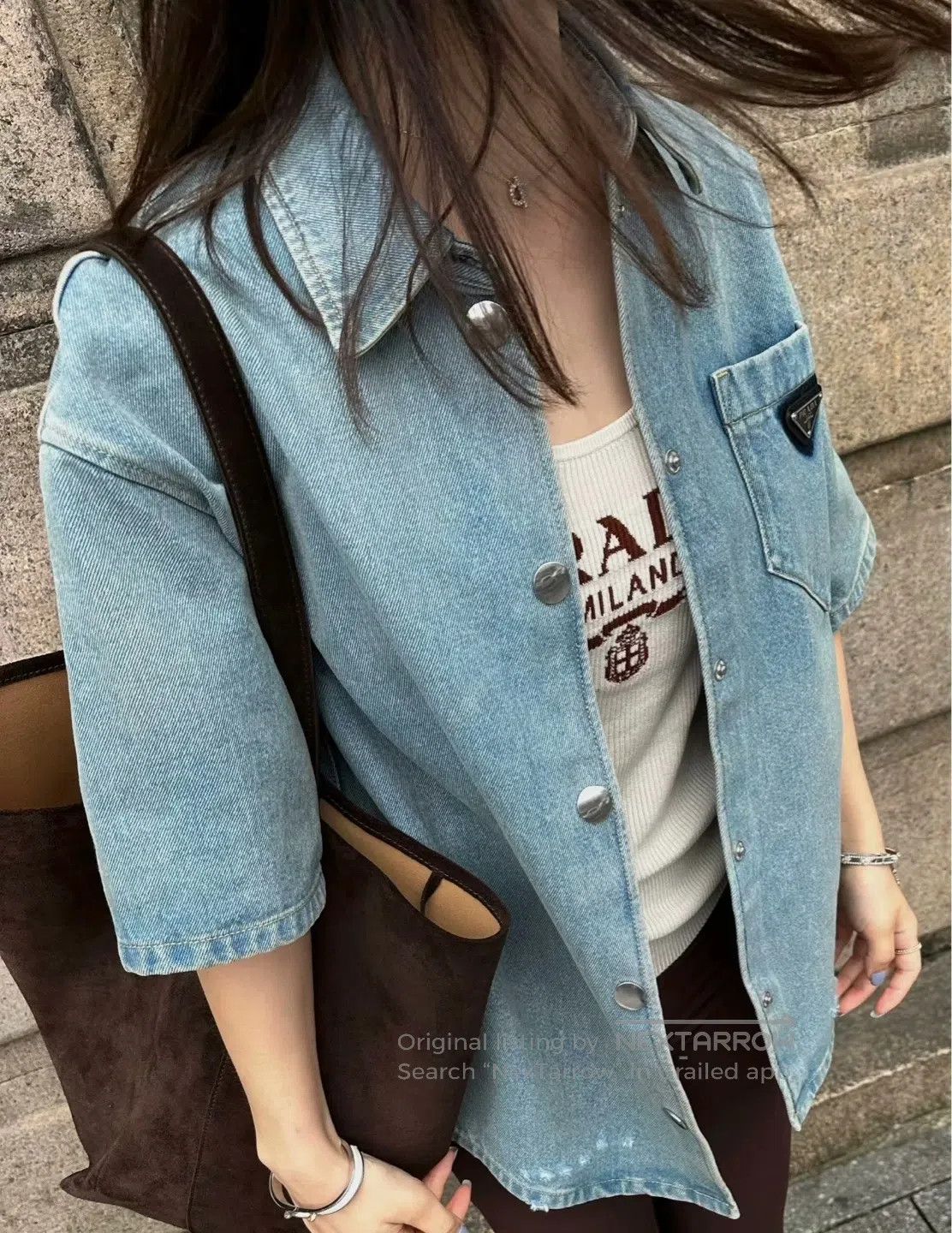 Prada Prada Blue Classic Triangle Logo Pocket Short Sleeve Jacke Size XS / US 0-2 / IT 36-38 - 6 Thumbnail