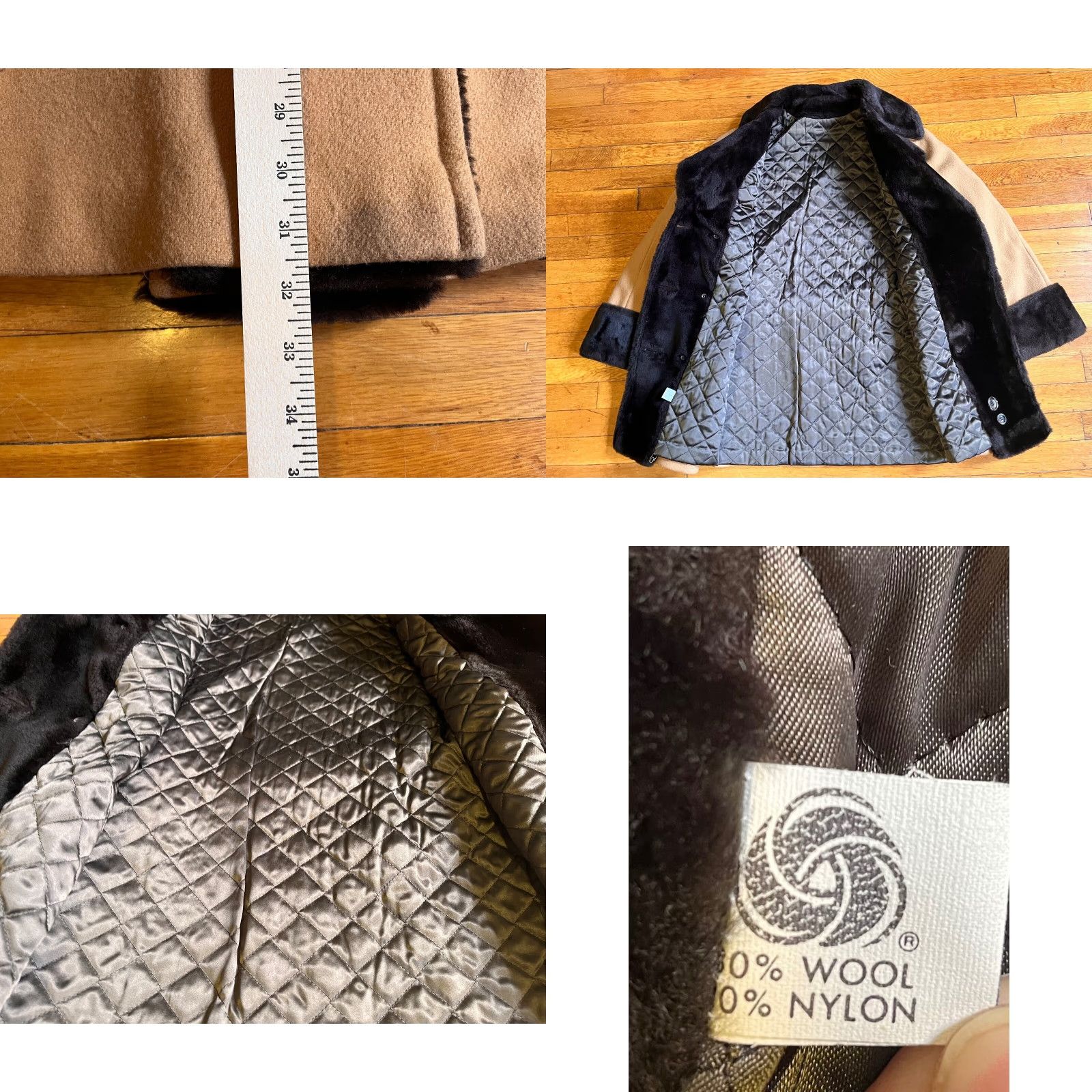 Vintage VINTAGE Boutique Coat Women’s M Beige Faux Fur Collar 60s Overcoat Size M / US 6-8 / IT 42-44 - 8 Thumbnail