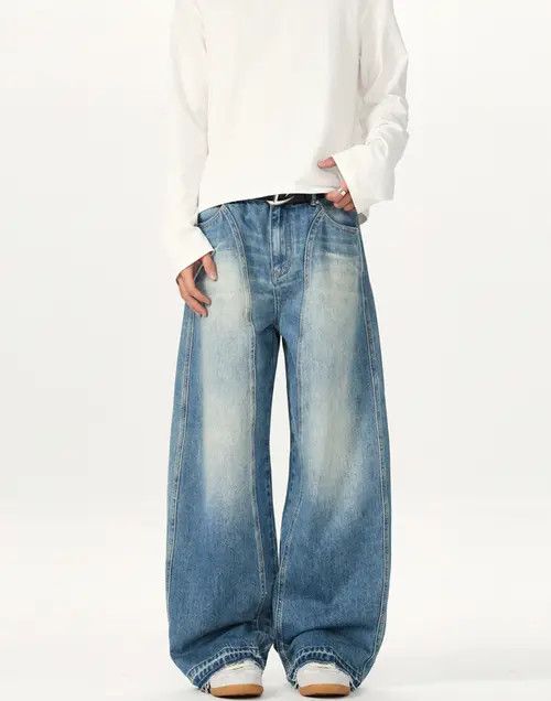 Hypebeast × Japanese Brand × Jean Light blue washed distressed baggy jeans Size US 32 / EU 48 - 2 Thumbnail