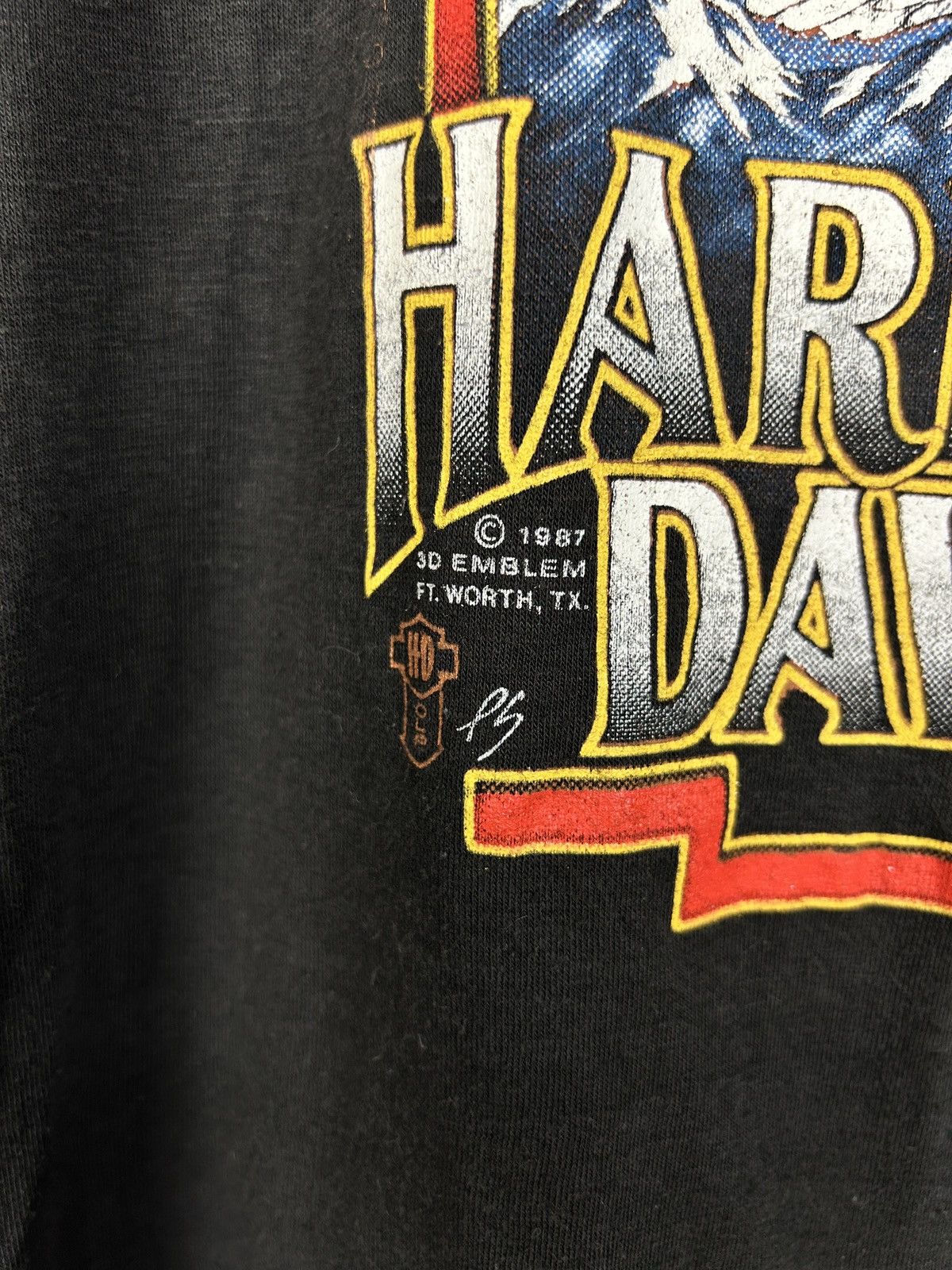 Harley Davidson 80s 3D Emblem 1987 Harley Davidson Eagle T-Shirt Black XL Size US M / EU 48-50 / 2 - 3 Thumbnail