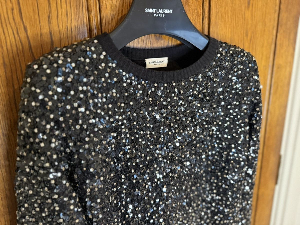 Saint Laurent Paris FW17 Saint Laurent crystal sequin embroidered sweater black Size US XS / EU 42 / 0 - 6 Thumbnail