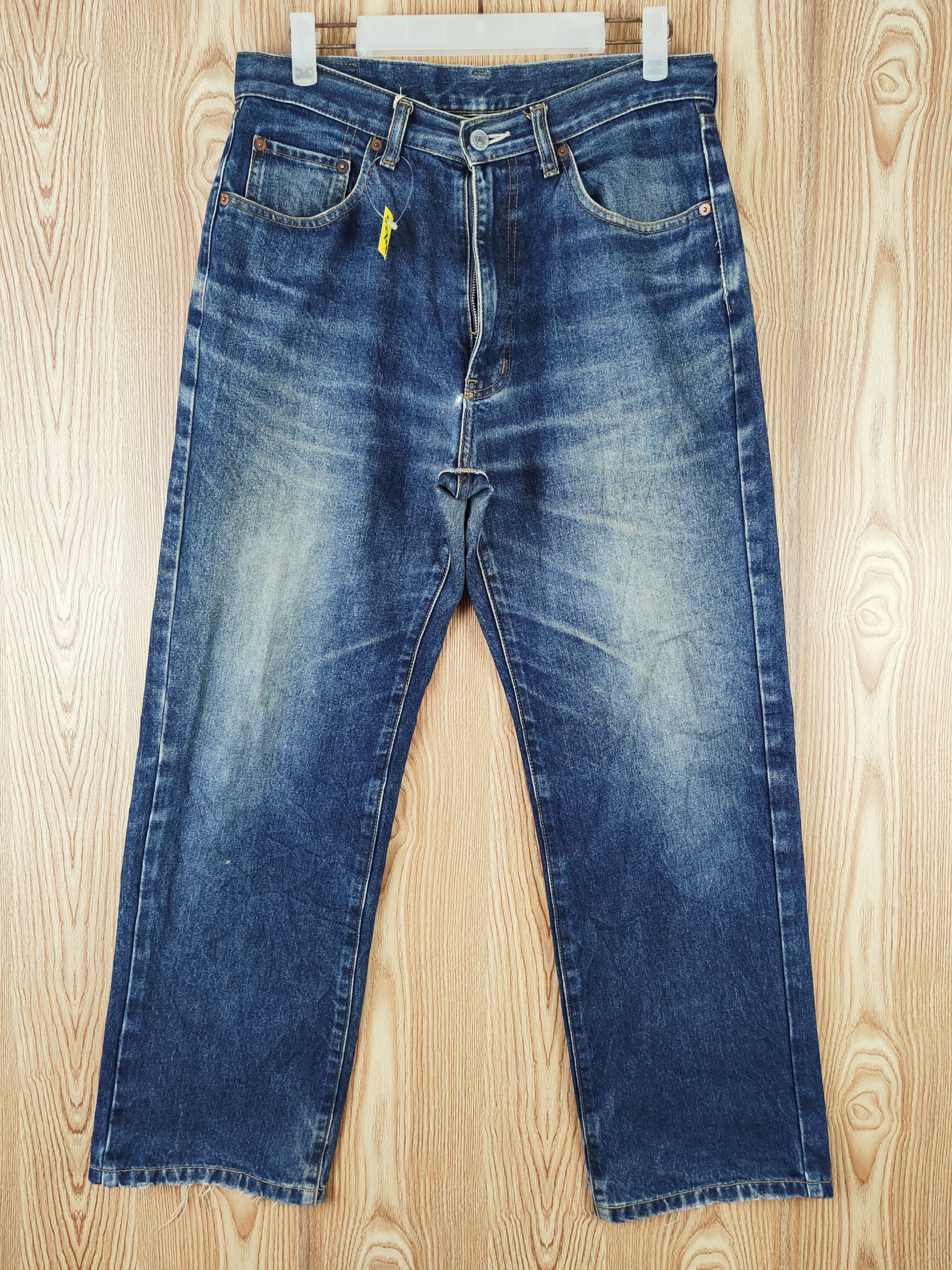 Japanese Brand Japan Jeans Dark Blue Distressed Ripped Jeans #S2706 Size US 31 - 1 Thumbnail