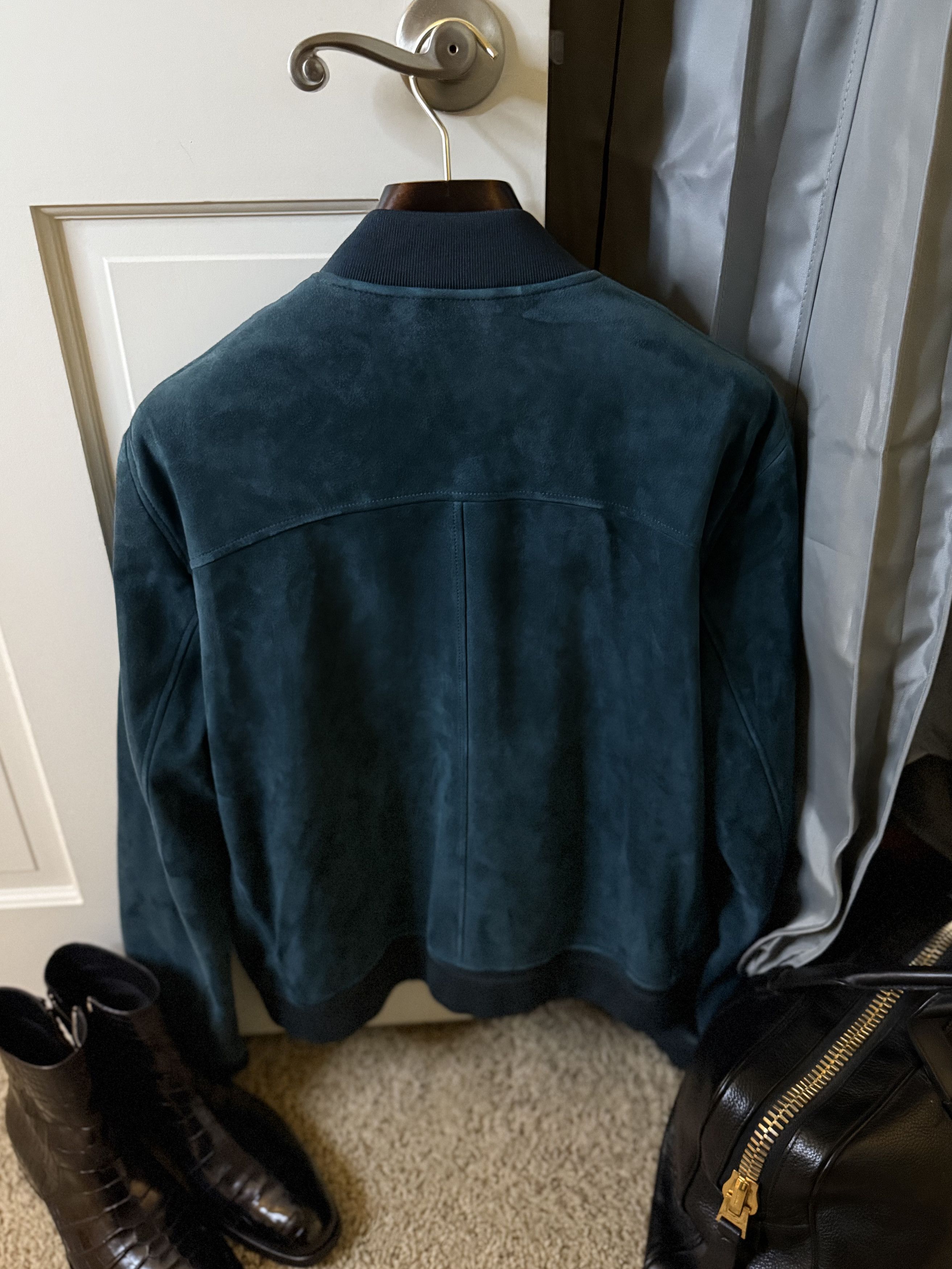 Tom Ford Coveted Rare $7,600 w/tax Cerulean Suede Bomber Jacket Size US XL / EU 56 / 4 - 14 Thumbnail