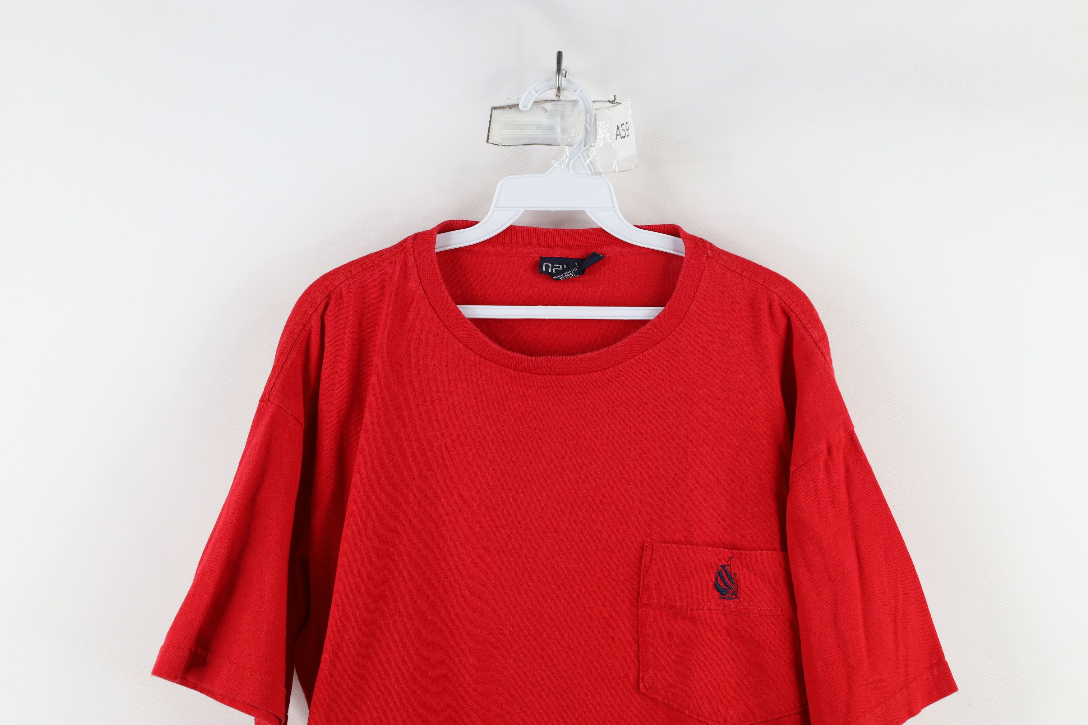 Nautica × Vintage Vintage 90s Nautica Baggy Fit Cotton T-Shirt Red USA Size US L / EU 52-54 / 3 - 2 Thumbnail