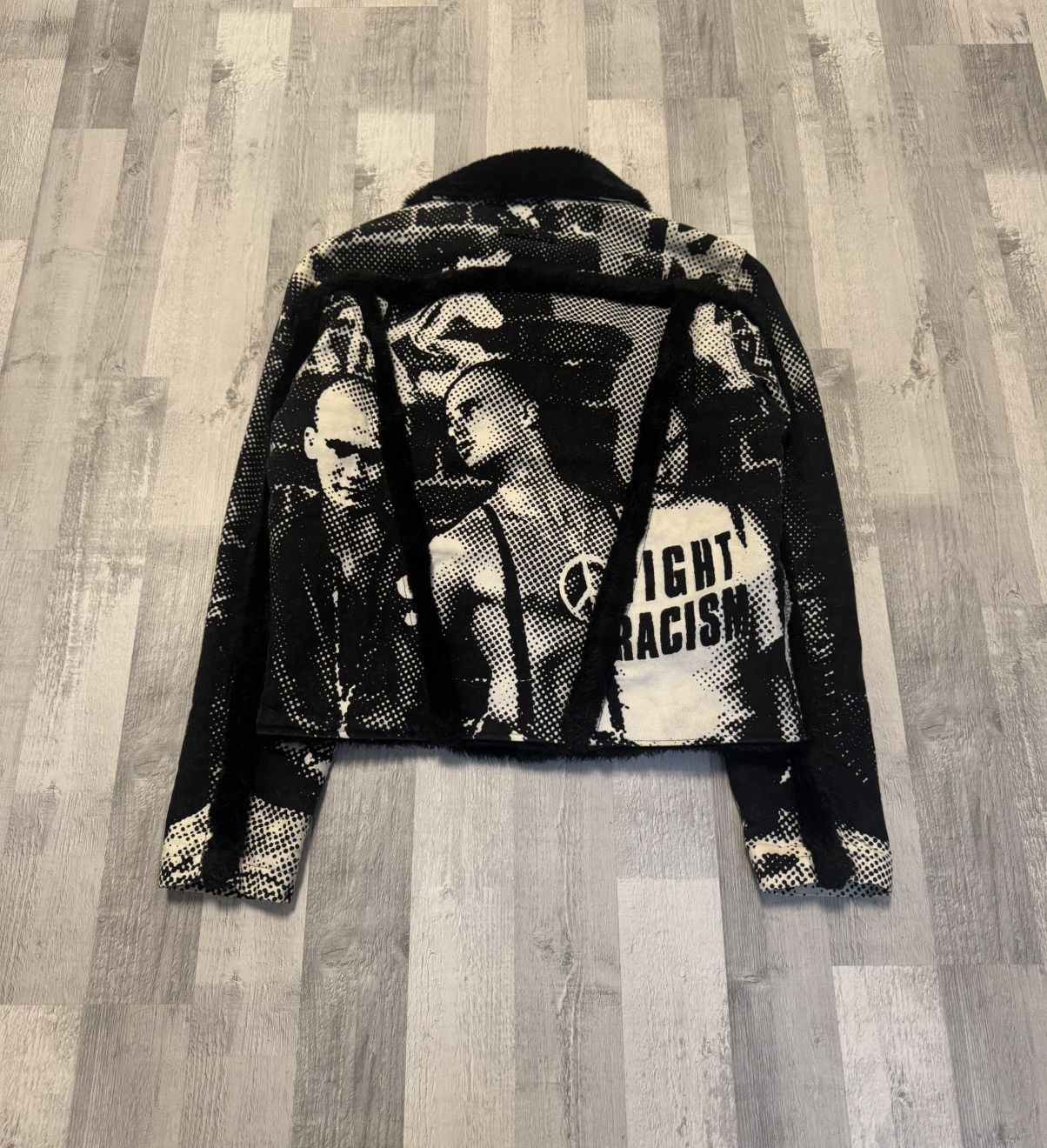 Jean Paul Gaultier Gaultier Jeans AW1997 „Fight Racism“ Denim Fur bomber Size US L / EU 52-54 / 3 - 6 Thumbnail