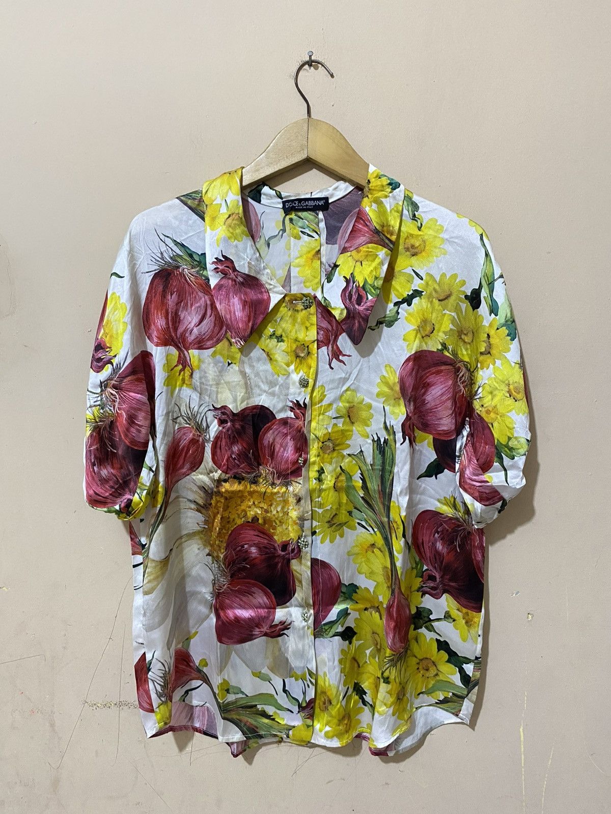 Dolce & Gabbana SS12 Dolce & Gabbana Onion Printed Silk Blouse “RUNWAY” Size S / US 4 / IT 40 - 1 Thumbnail