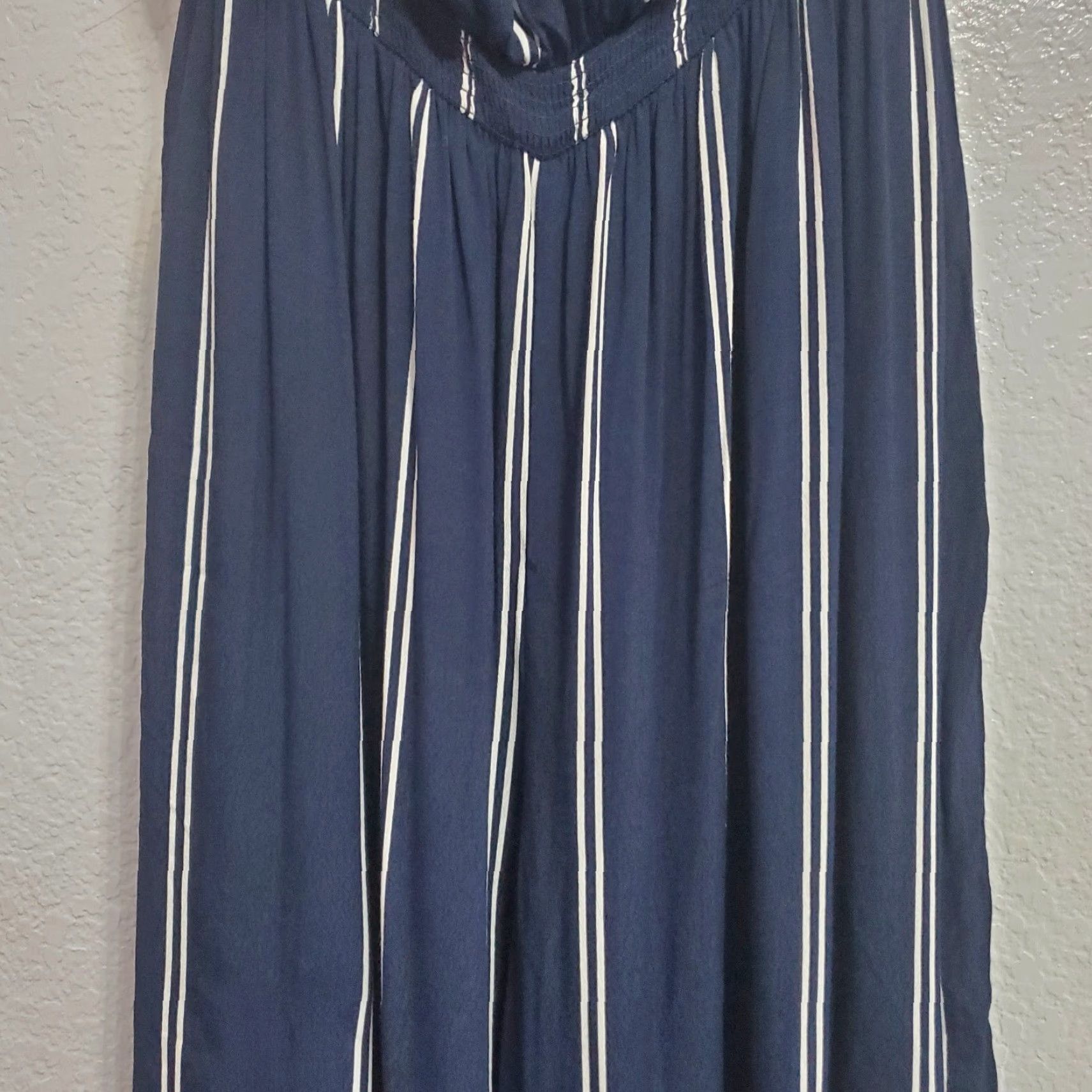 Urban Outfitters Urban Outfitters Silence + Noise Jumpsuit Women L Blue White Striped Strapless Wide Leg Romper Size 36" / US 14 / IT 50 - 6 Thumbnail