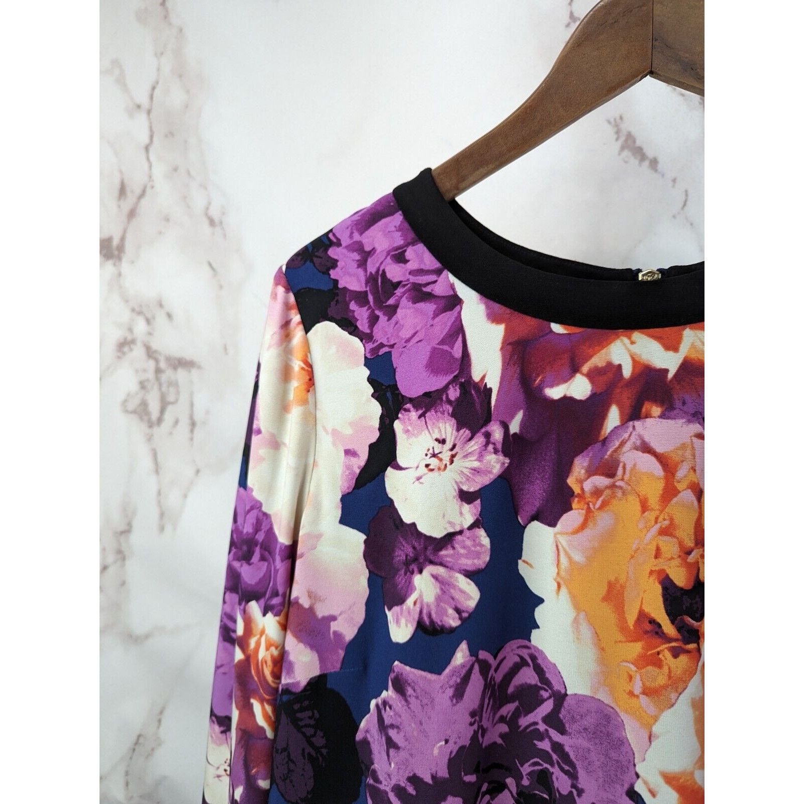 Nordstrom Eliza J Dress Women 14 Large Purple Floral Shift Size XL / US 12-14 / IT 48-50 - 2 Thumbnail