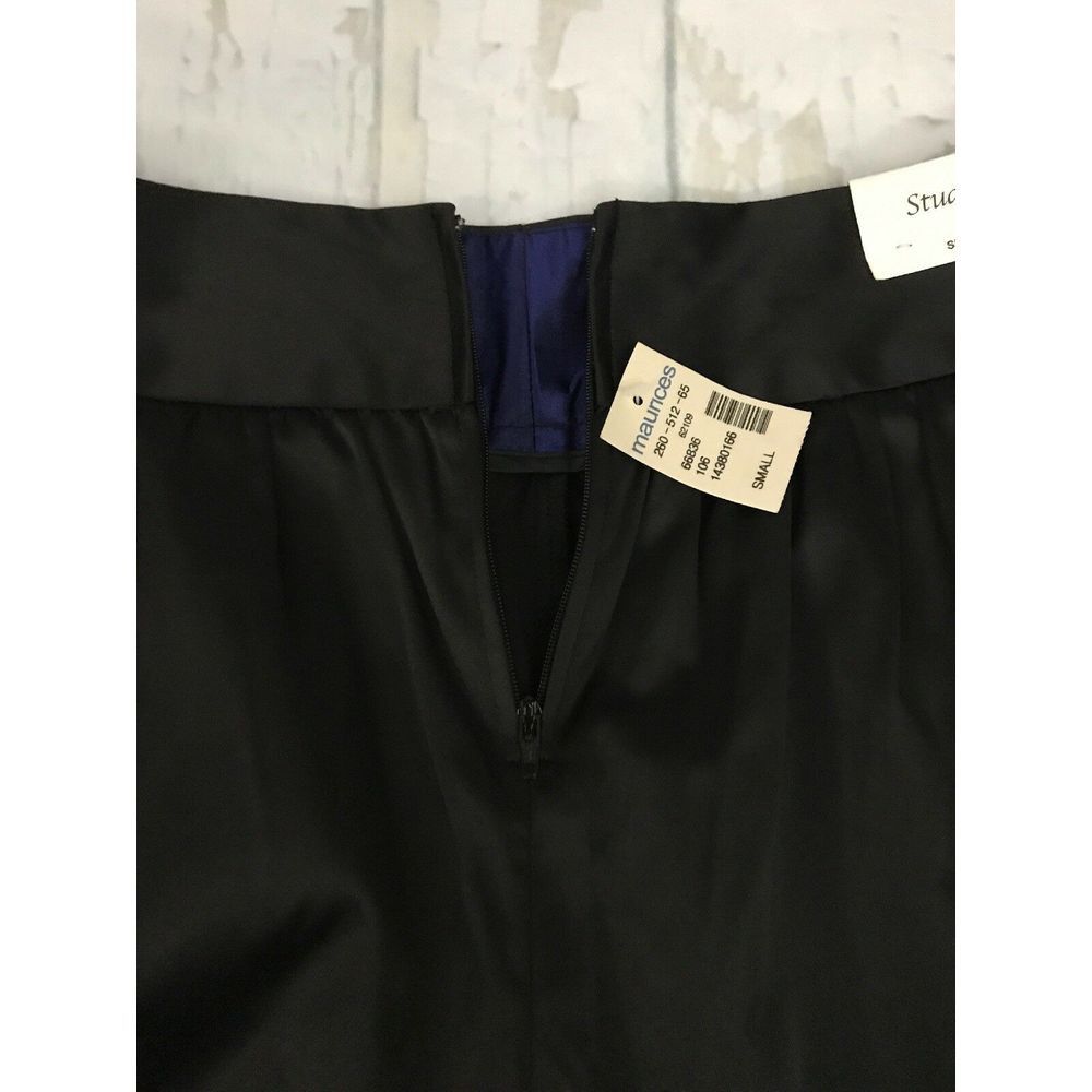 Other Women's STUDIO Y Black Satin & Sequin A-line Skirt, NWT Size 26" / US 2 / IT 38 - 4 Thumbnail
