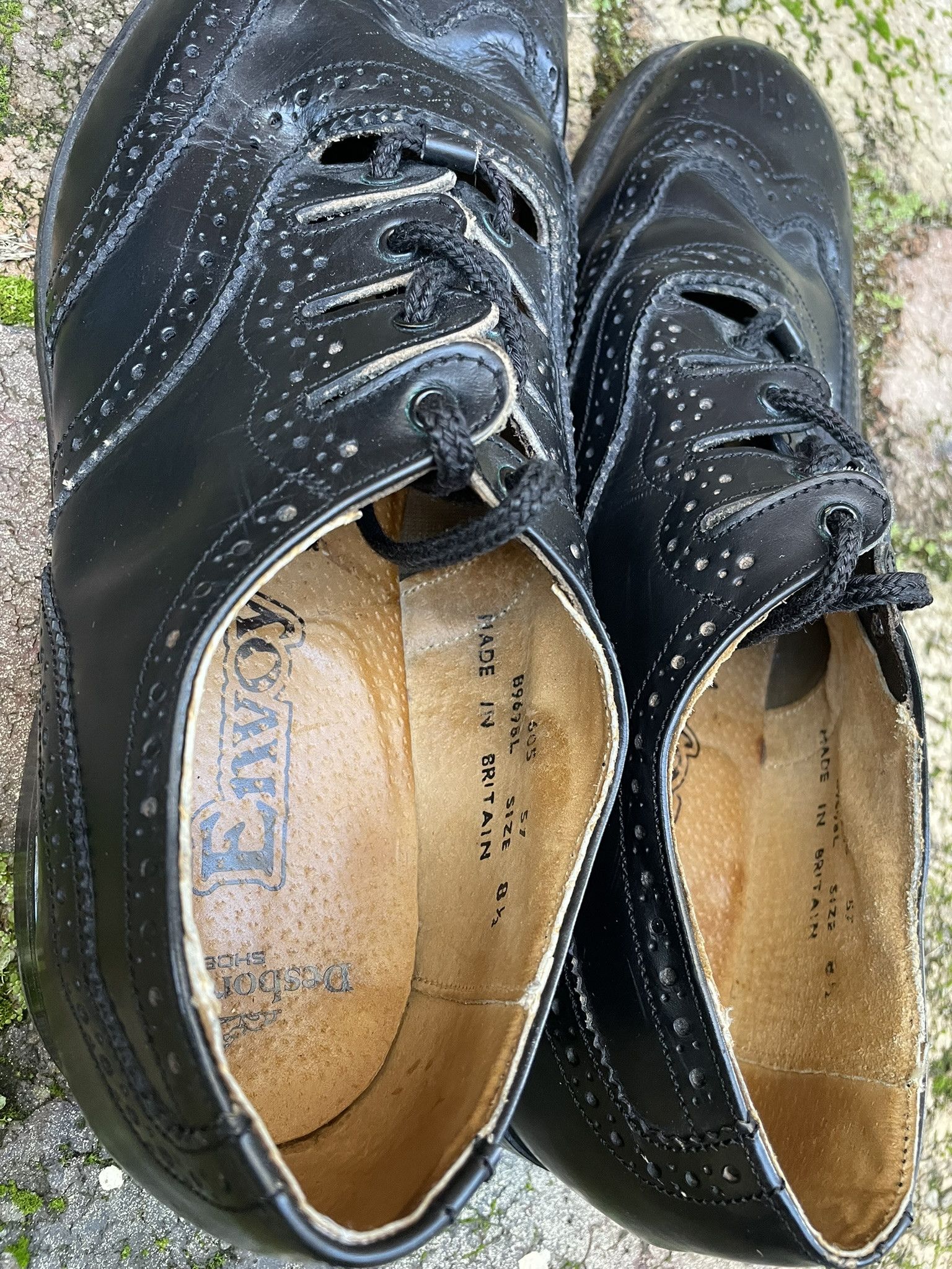 Other Vintage 70s 80s black Leather shoes brogues tabis UK 8.5 Size US 9.5 / EU 42-43 - 5 Thumbnail