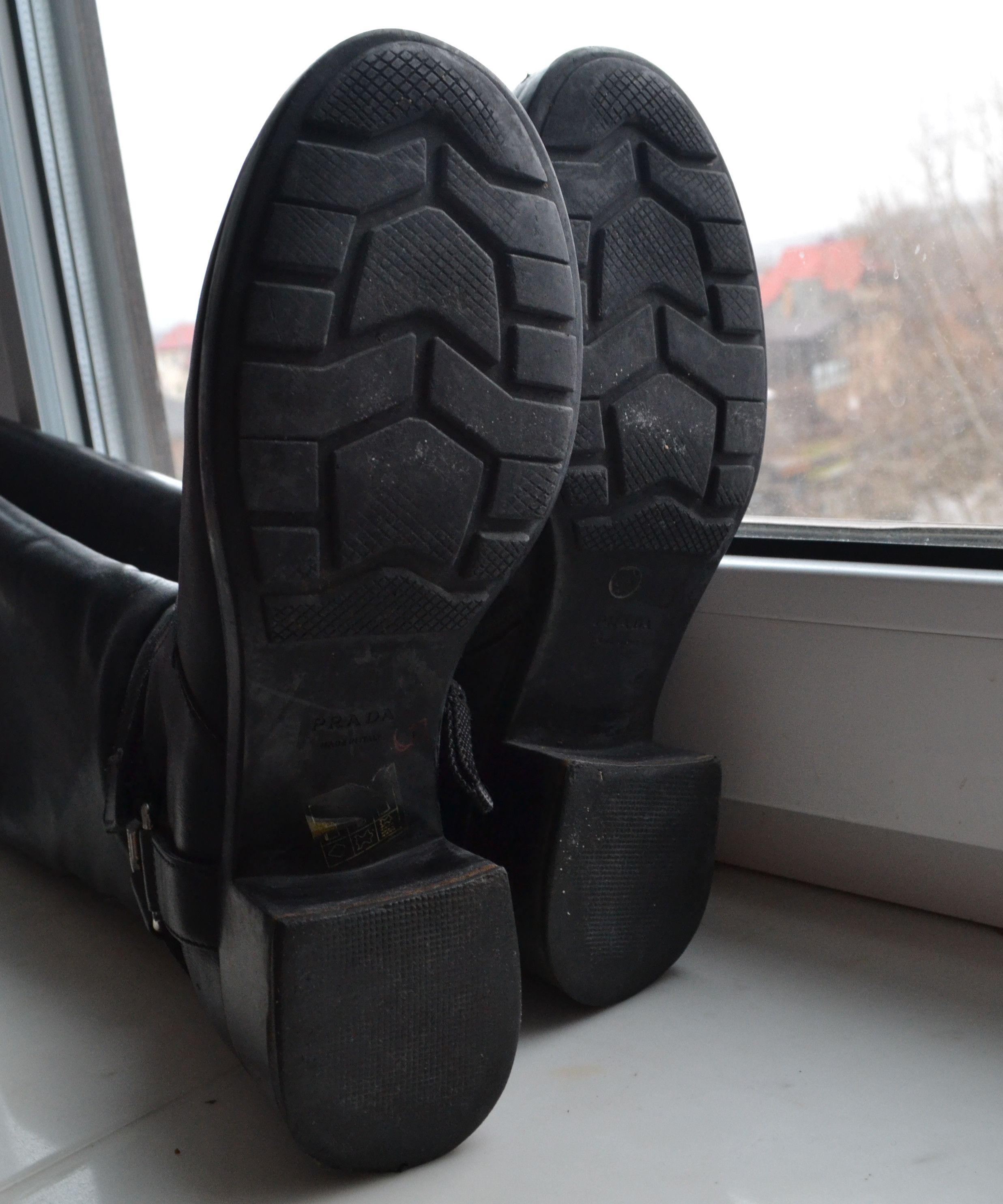 Prada PRADA Boots Logo Belt Biker Moto Zip Tall Shoes Black Size US 7 / IT 37 - 7 Thumbnail