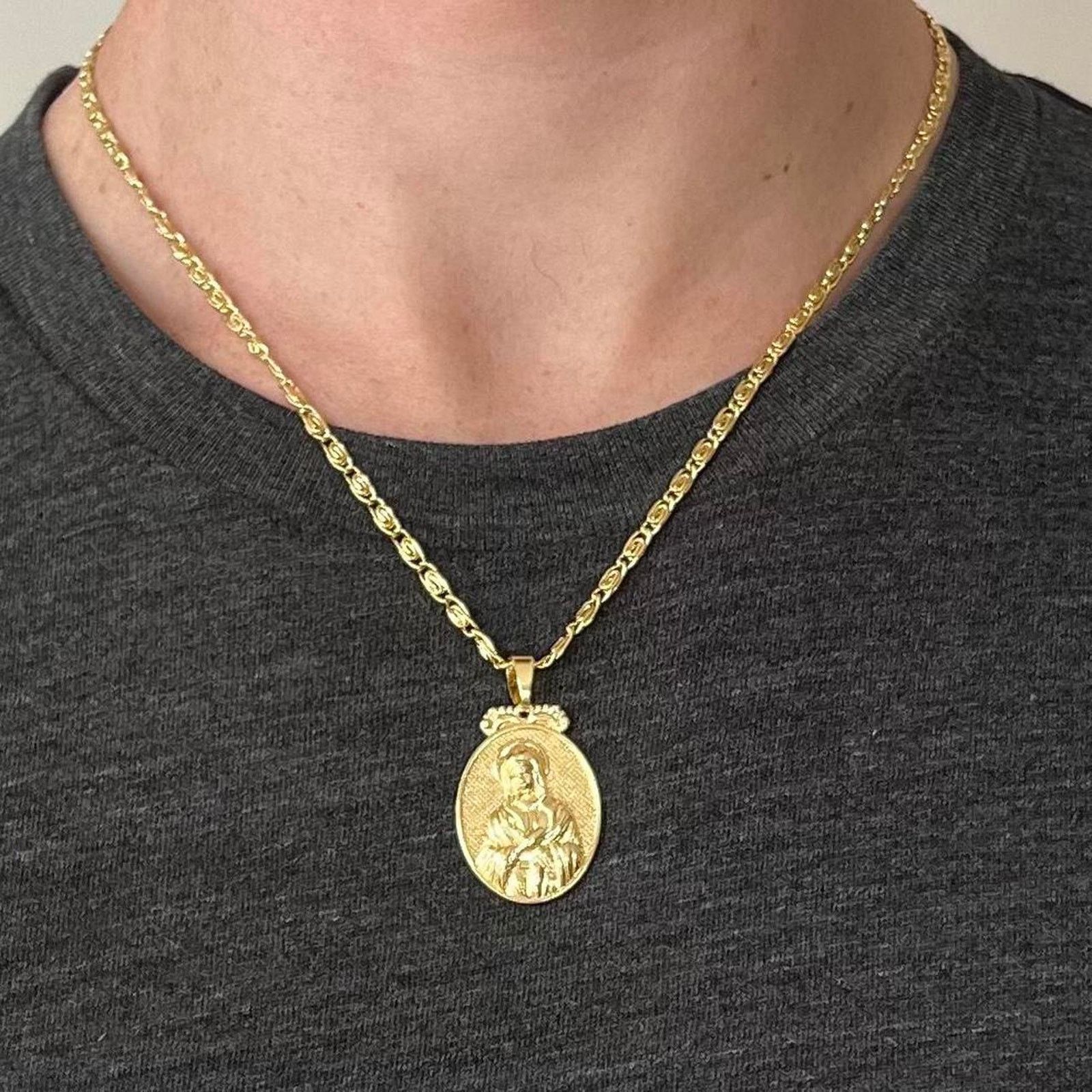 Vintage y2k 2000s gold Jesus necklace unique golden pendant Size ONE SIZE - 1 Thumbnail