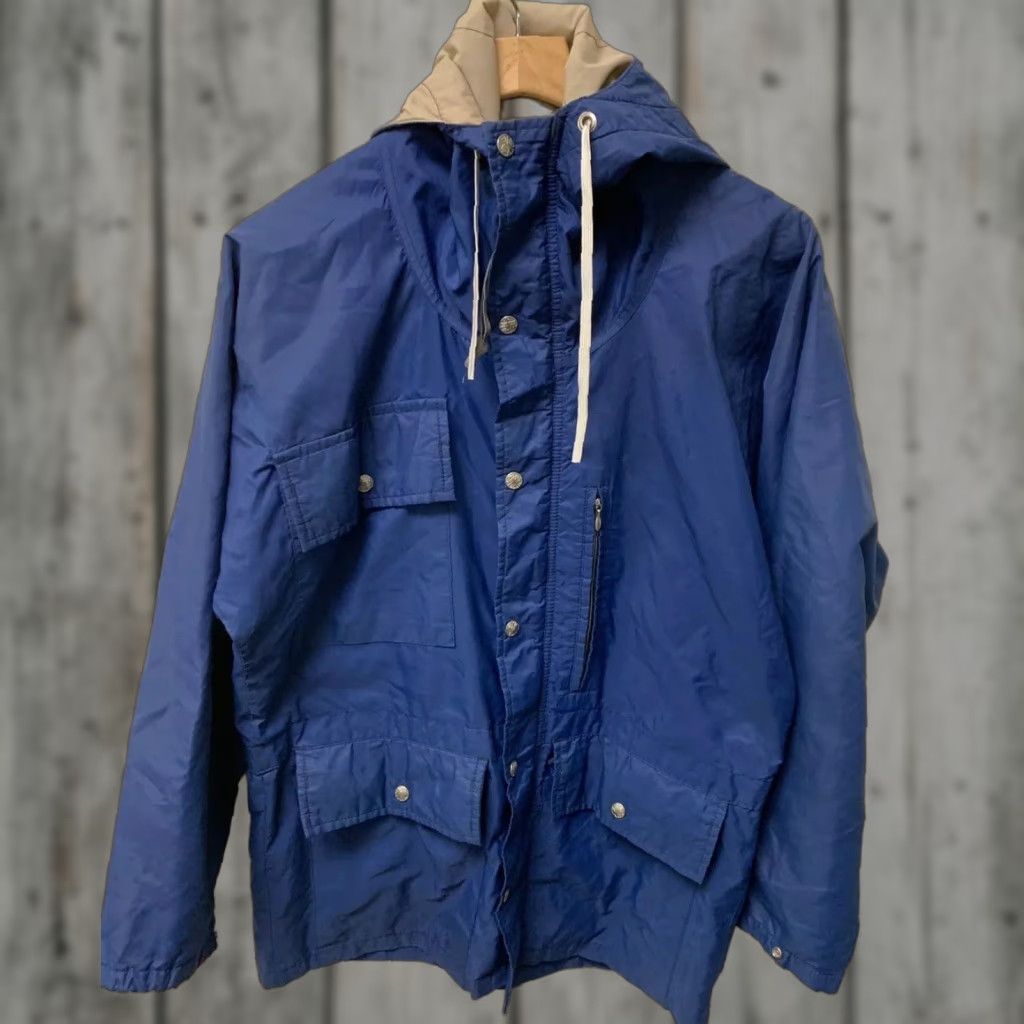 VINTAGE 70s REI Blue Hooded Rain Jacket Mens Small