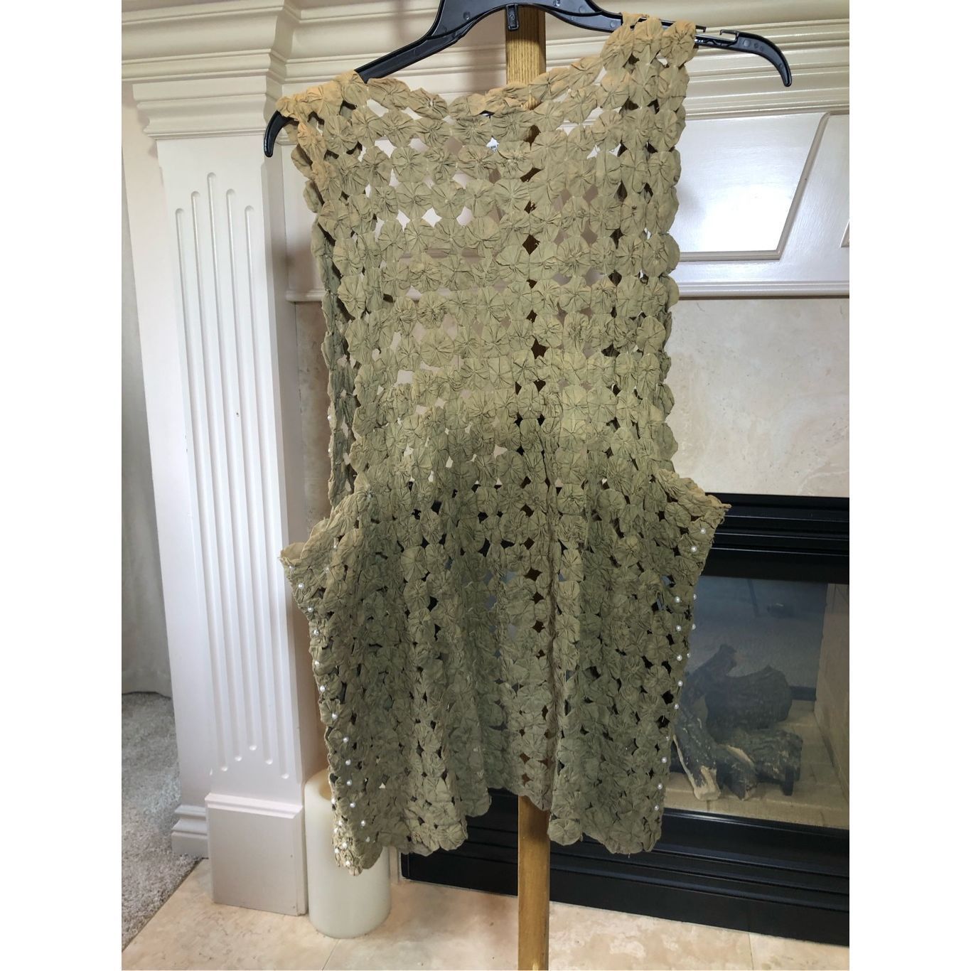 Other Jakelin Women’s Olive Green With Pearl Beaded Front Cardigan Size M / US 6-8 / IT 42-44 - 2 Thumbnail