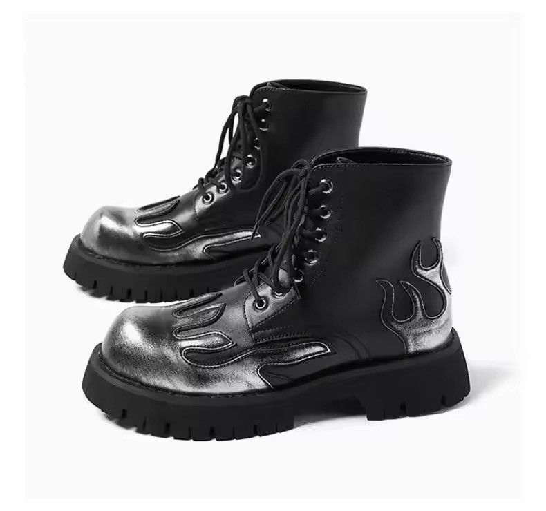 Designer Streetwear Punk Motorcycle Split Leather Boots Size US 10.5 / EU 43-44 - 5 Thumbnail