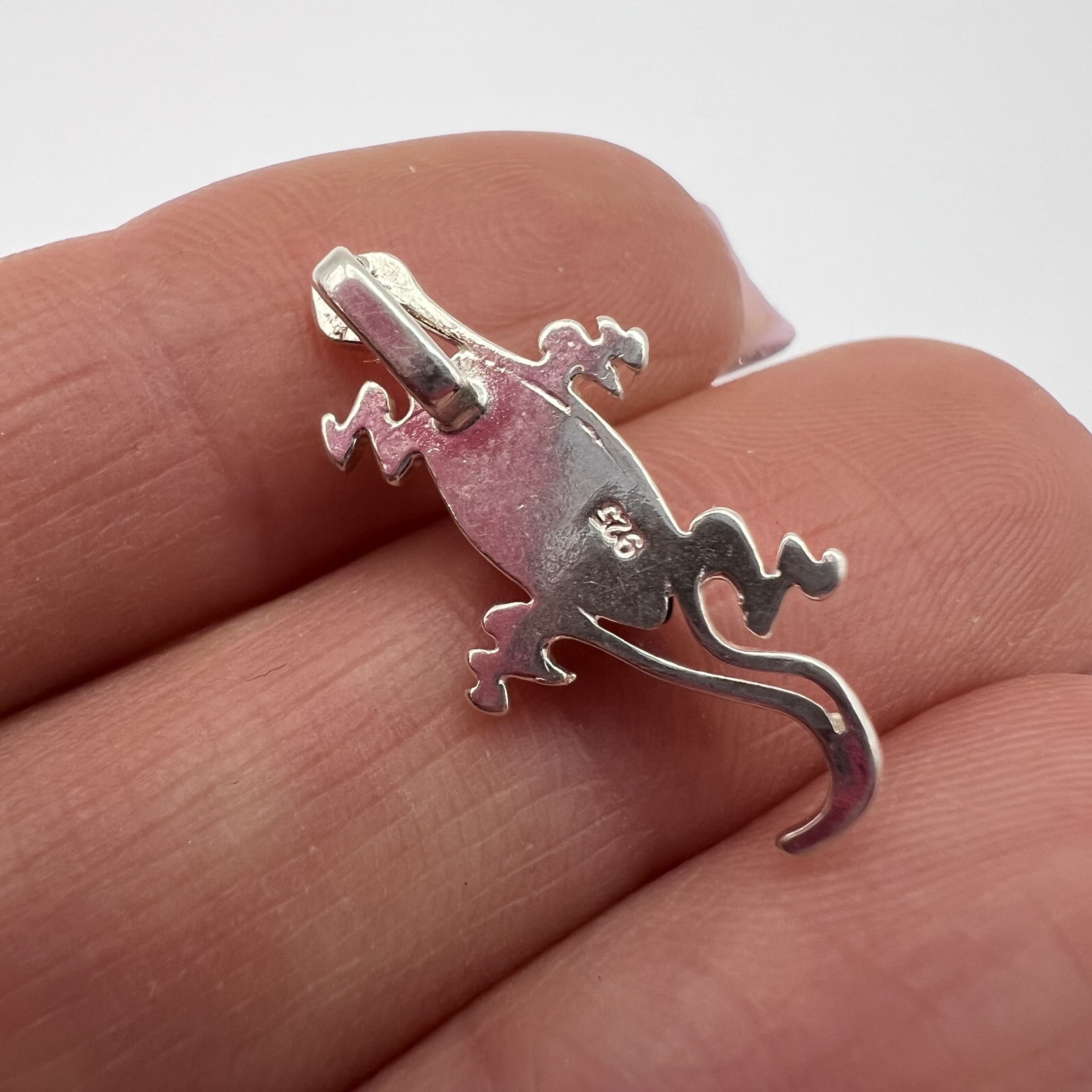 Sterling Silver Vintage Pendant lizard Sterling Silver 925 Stone Amber 1.1gr Size ONE SIZE - 4 Thumbnail