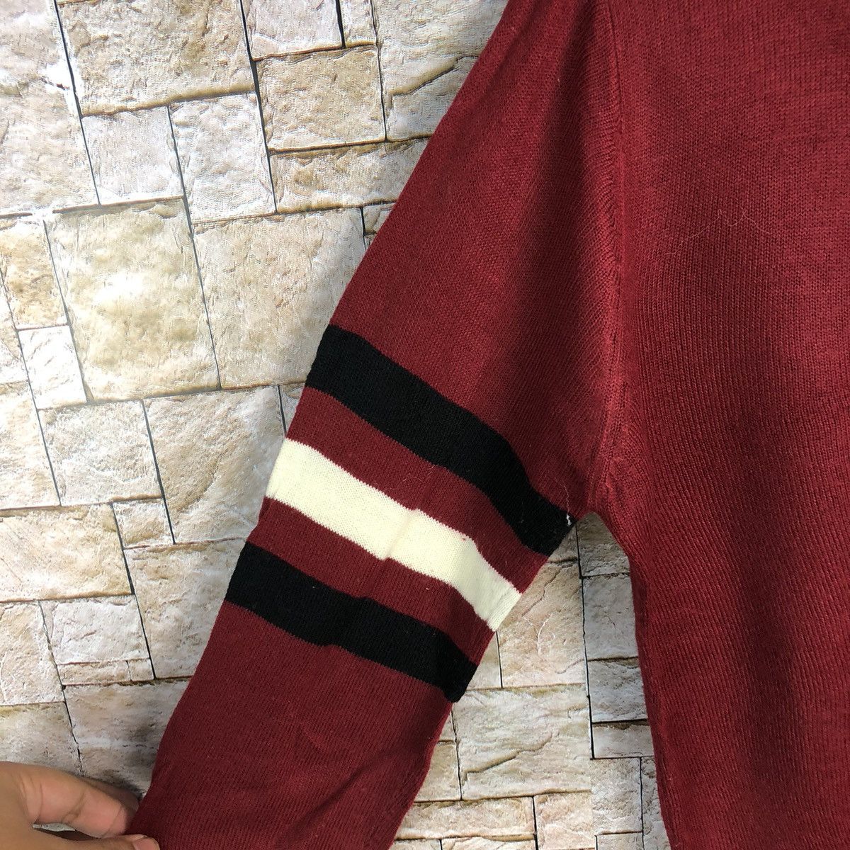 Homespun Knitwear × Japanese Brand Beranfan Red Maroon Cardigan vintage #A654 Size US M / EU 48-50 / 2 - 9 Thumbnail