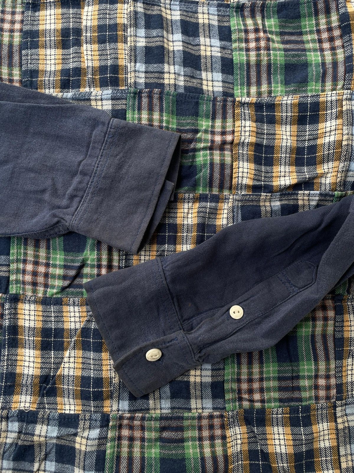 Japanese Brand Back Number Flannel Patchwork Plaid Check Longsleeve Shirt Size US L / EU 52-54 / 3 - 8 Thumbnail