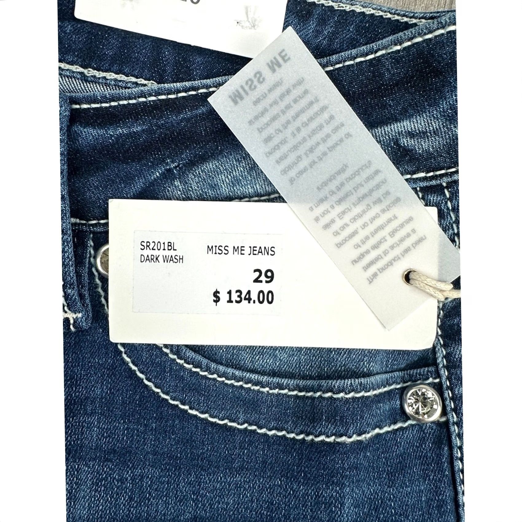 Miss Me Miss Me Bootcut Jeans 29x34 Dreamcatcher Embellished Dark Wash Women Size 29" - 8 Thumbnail