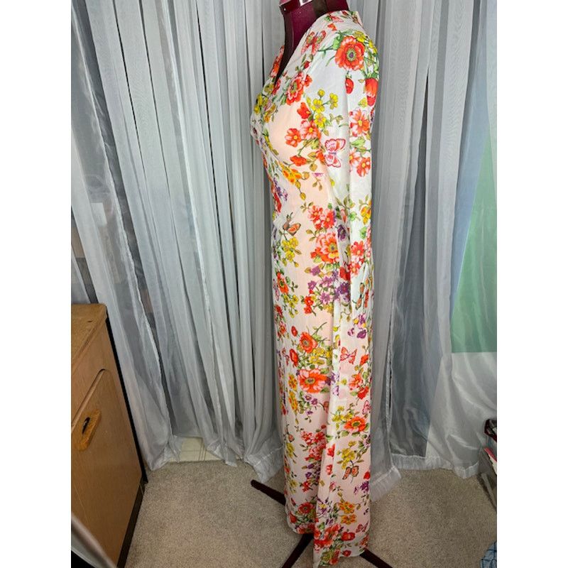 Vintage Vintage maxi dress floral flower power boho orange purple Size S / US 4 / IT 40 - 6 Thumbnail
