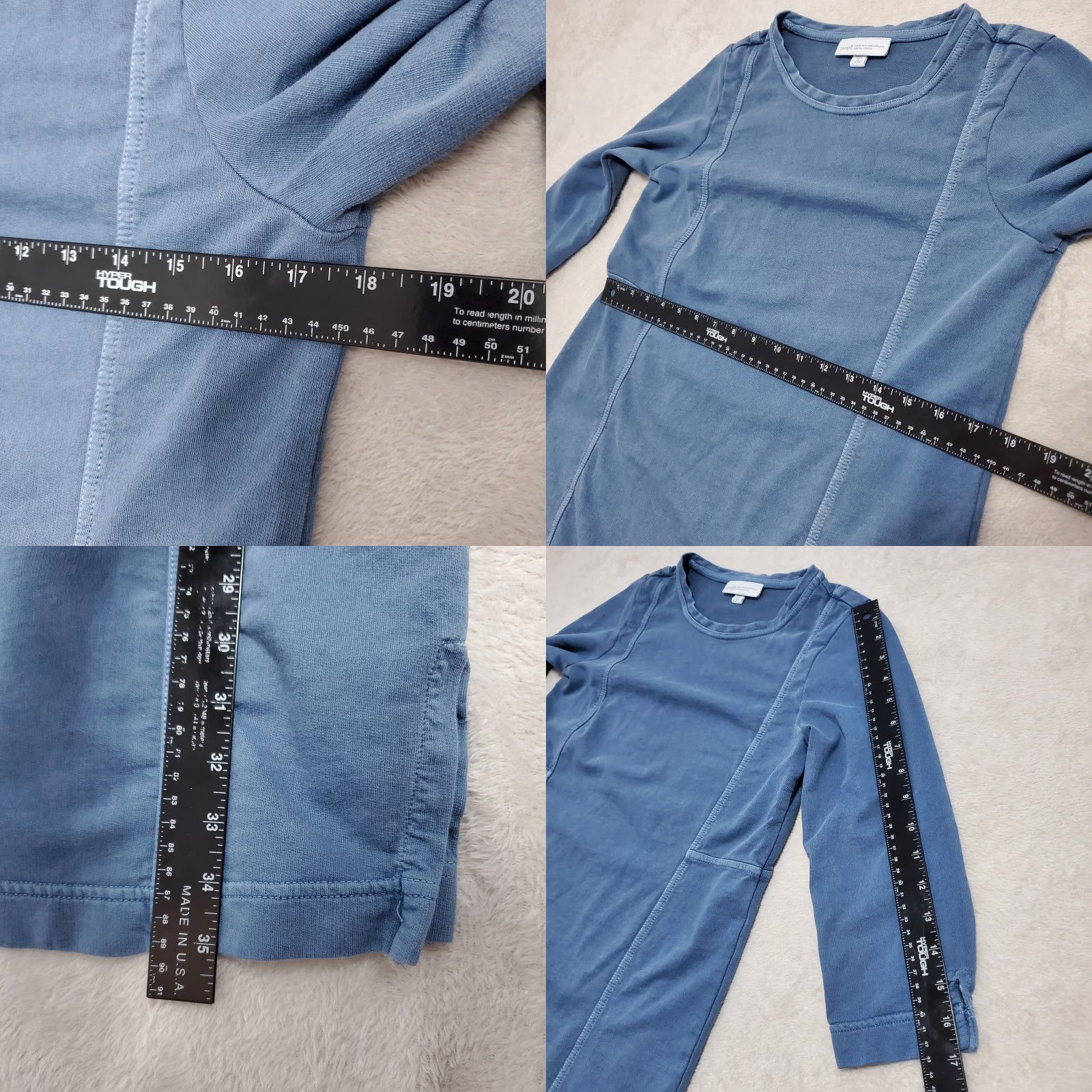 Vintage VINTAGE Pure Jill J Jill Dress Women XS Petite Organic Cotton 3/4 Sleeve Casual Comfort Pullover Side Slits Knee Length Blue Womens Size XS / US 0-2 / IT 36-38 - 8 Thumbnail