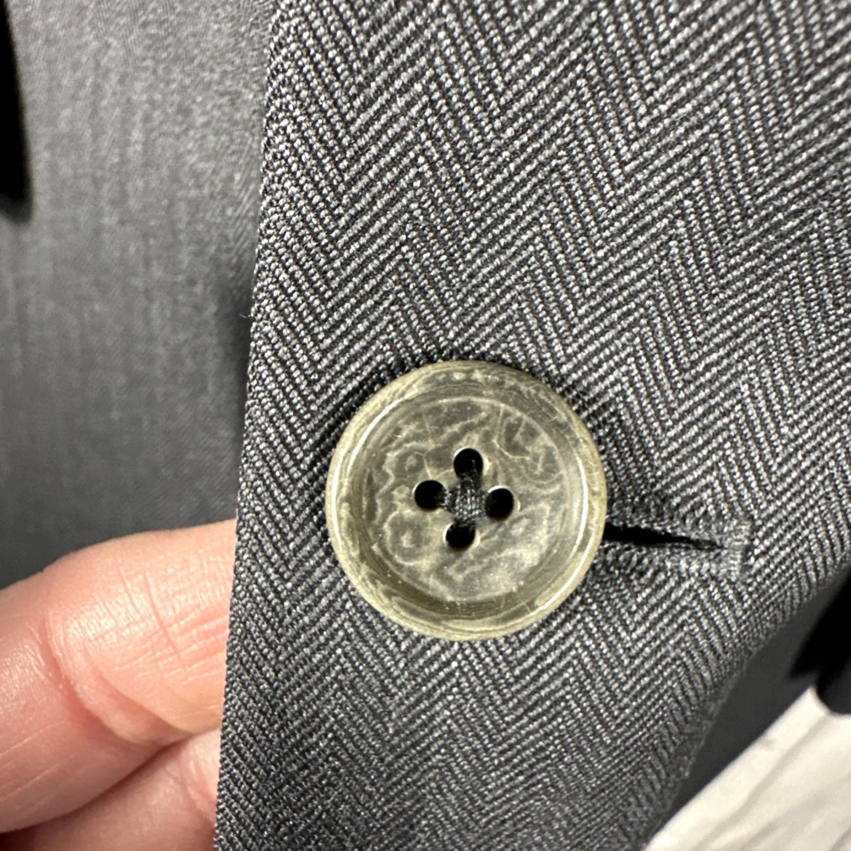 Brooks Brothers VINTAGE Brooks Brothers Blazer Men 43L Wool Herringbone Notch Lapel 2 Button Gray Regular Classic Size 46R - 4 Thumbnail