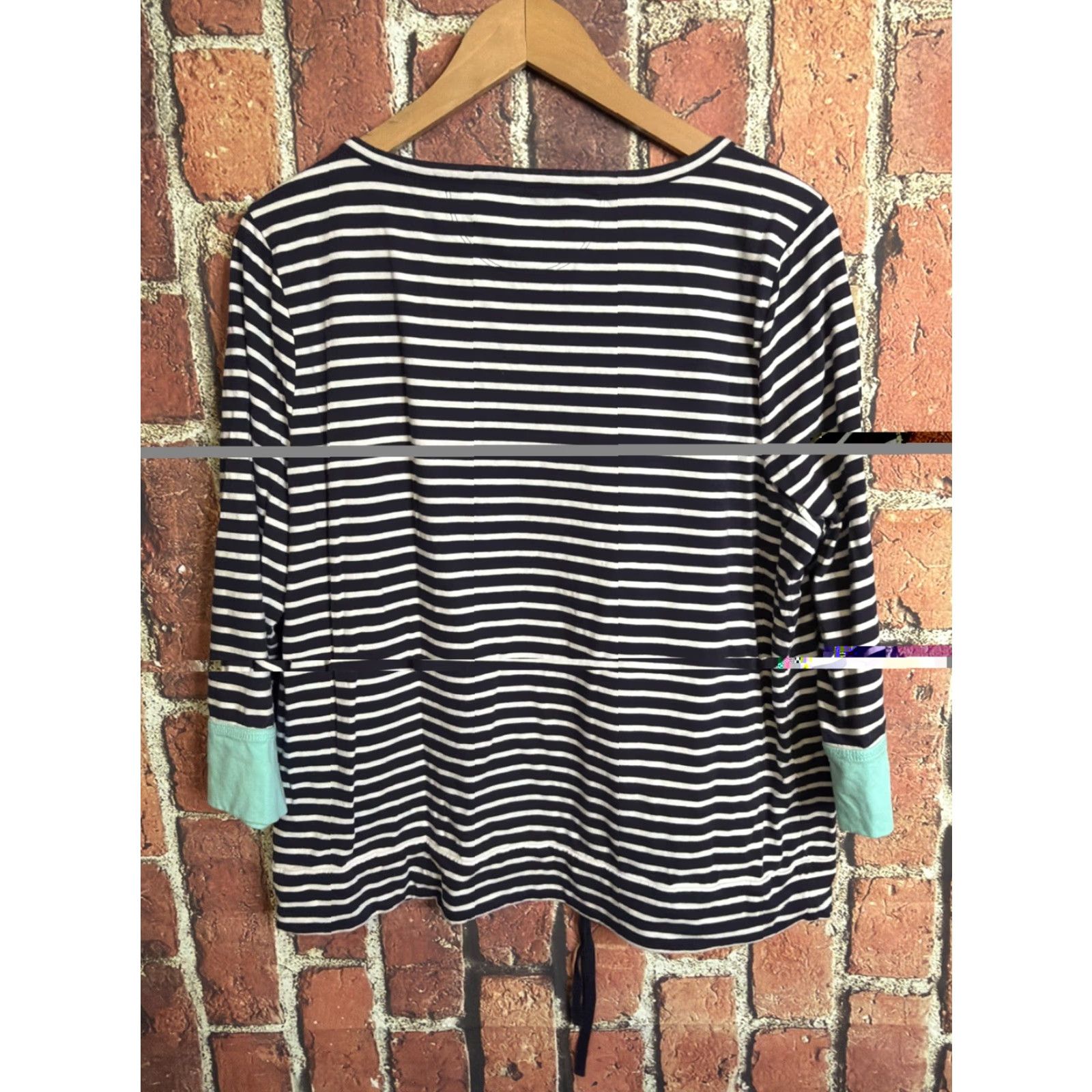 Talbots T by Talbots Blue Pointelle Stripe Raglan Pullover Drawstring Long Sleeve Top XL - Women - T-Shirt - Casual - Regular Fit Size XL / US 12-14 / IT 48-50 - 3 Thumbnail