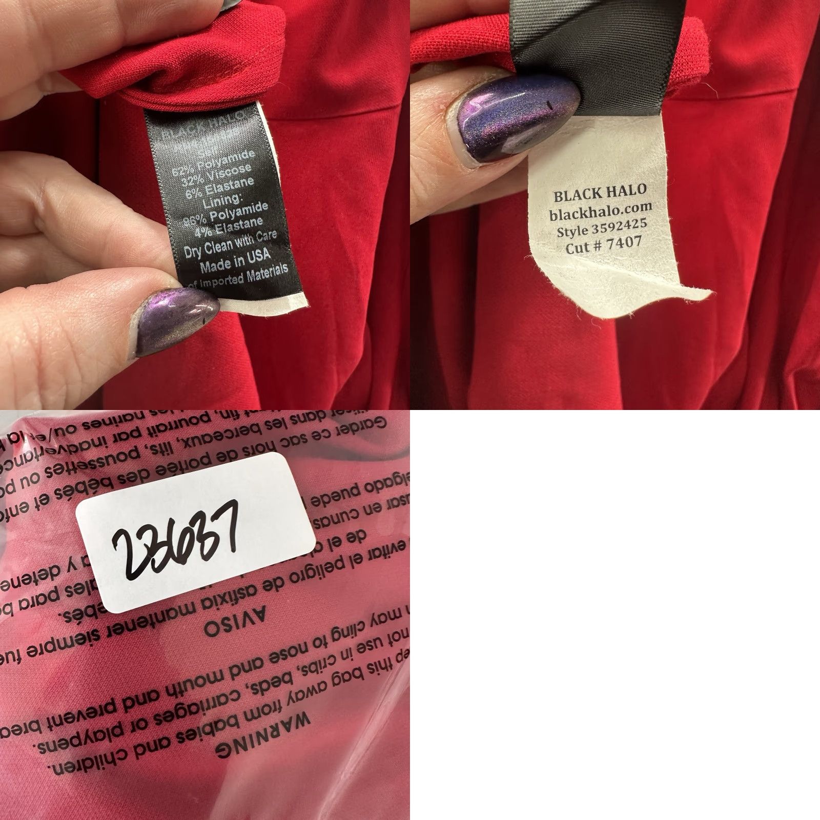 Black Halo Black Halo Dress Womens 8 Fit & Flare Dress V-Neck Knee Length Red - Formal, Party/Cocktail, Wedding, Workwear Women XS-XL? Size M / US 6-8 / IT 42-44 - 11 Thumbnail