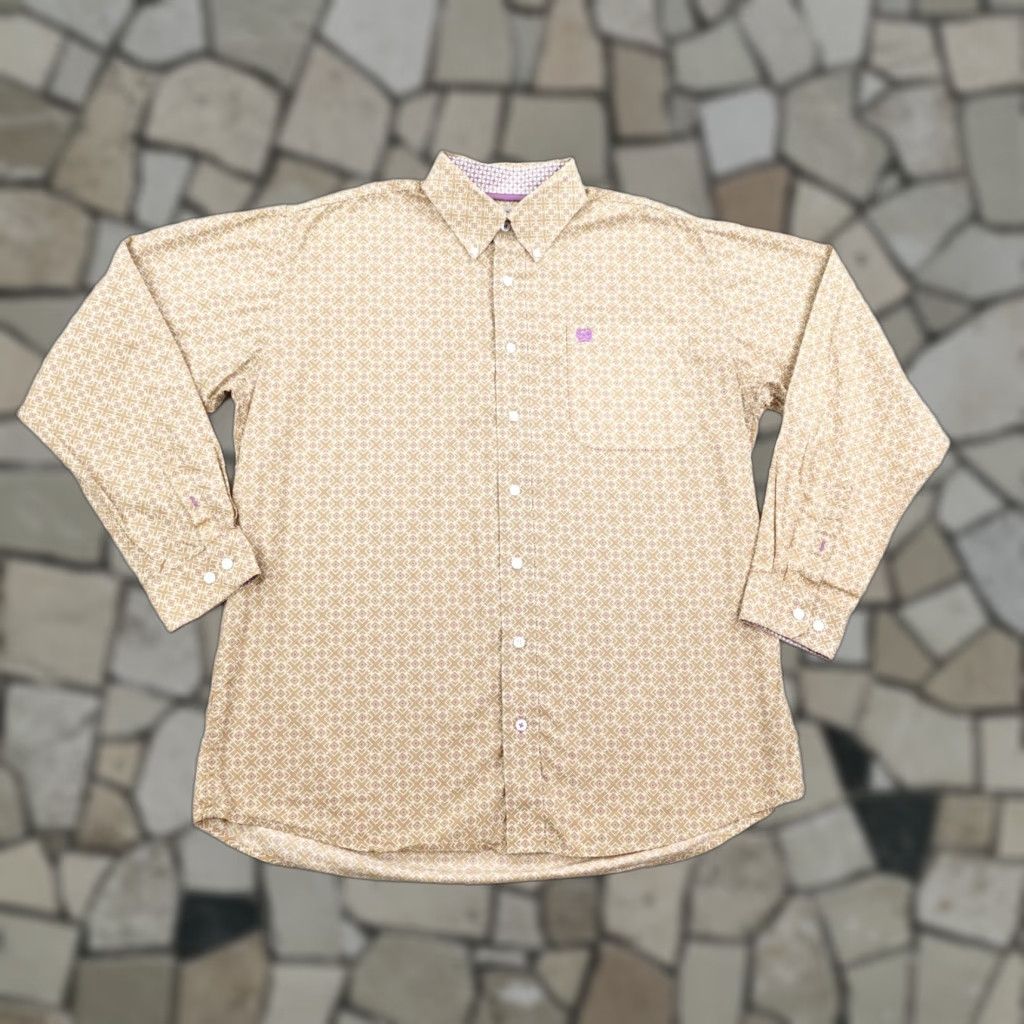 Vintage Cinch Shirt Mens Medium Beige Geometric Print Button-Down Western Rodeo Cowboy Shirt Mens Medium Beige Geometric Print Western Cowboy Size US M / EU 48-50 / 2 - 1 Thumbnail