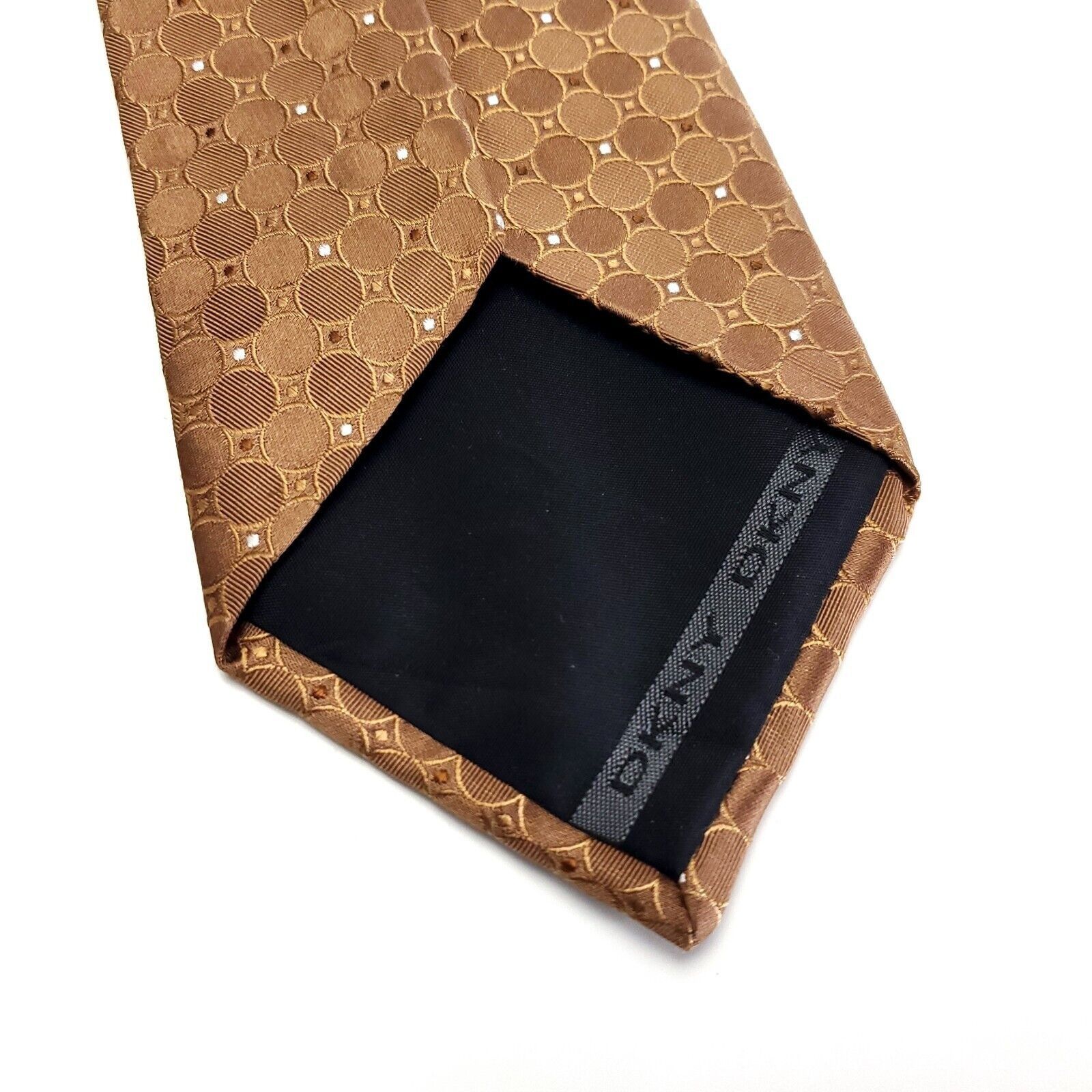 DKNY Dkny Brown Geometric Woven Silk Tie Size ONE SIZE - 4 Thumbnail