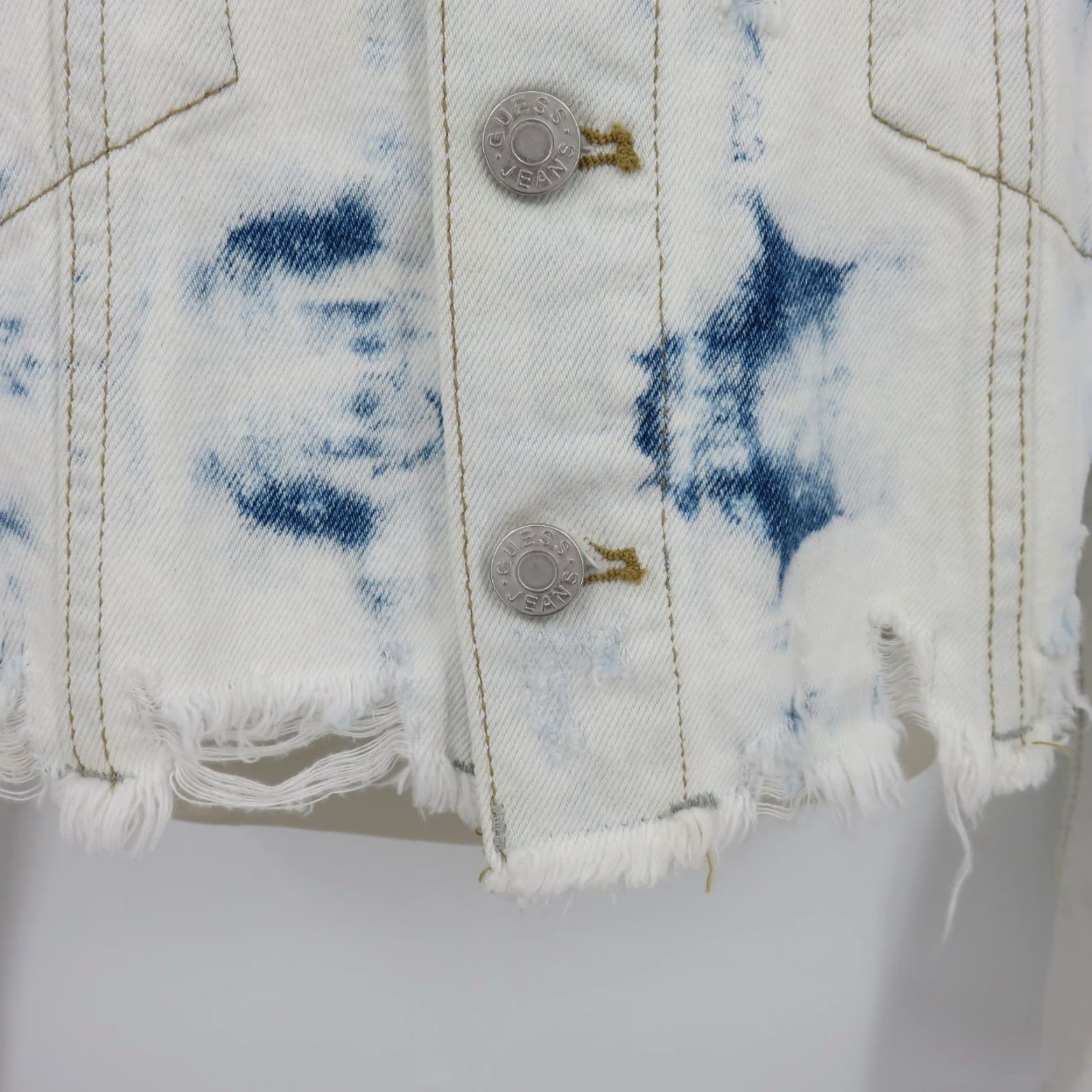 Guess Guess Women Shirt Jacket Regular M White Denim Distressed Bleached Crop NEW Defects Size M / US 6-8 / IT 42-44 - 5 Thumbnail