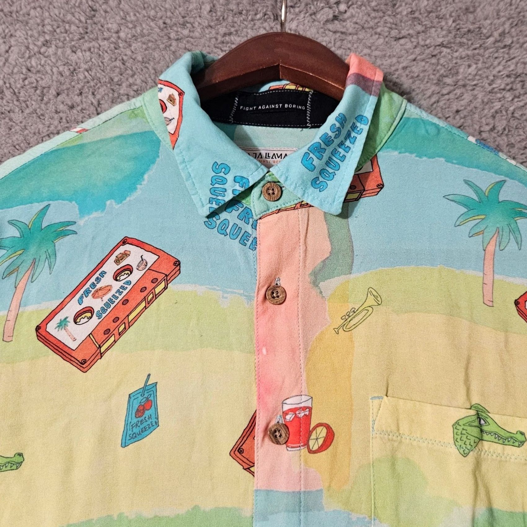 Vintage Baja Llama Shirt Mens Small Summer Beach Geometric Bright Size US S / EU 44-46 / 1 - 2 Thumbnail