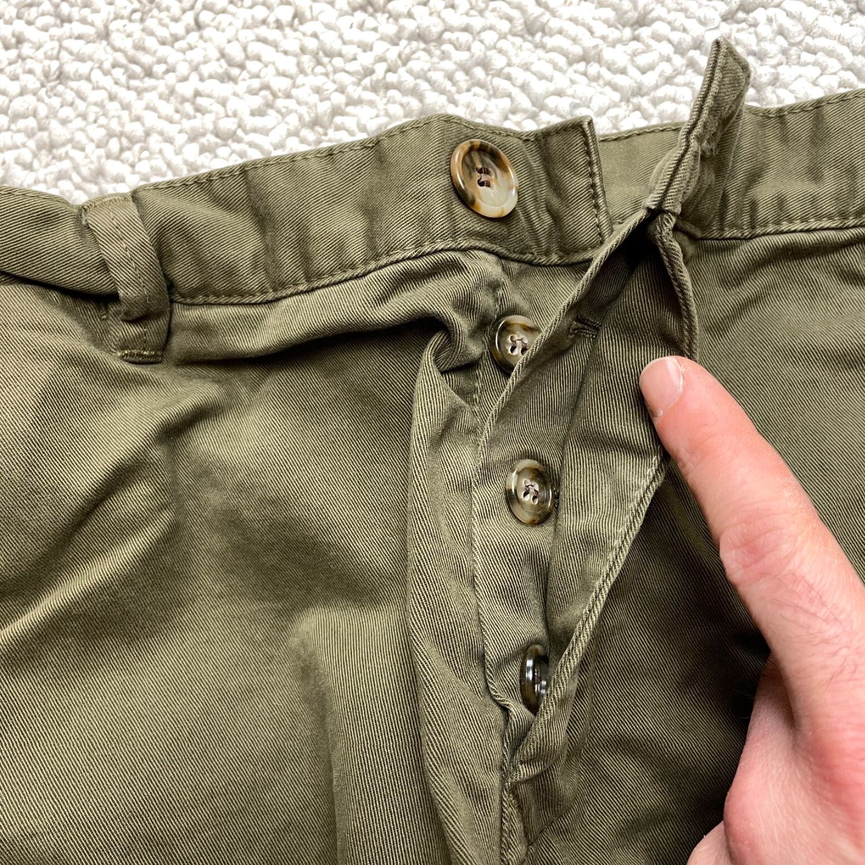 Vintage Balibaris Chino Shorts Mens 31 Green Button Fly Cotton Solid 8" Inseam Pockets Regular Men Shirt? Size US 31 - 2 Thumbnail