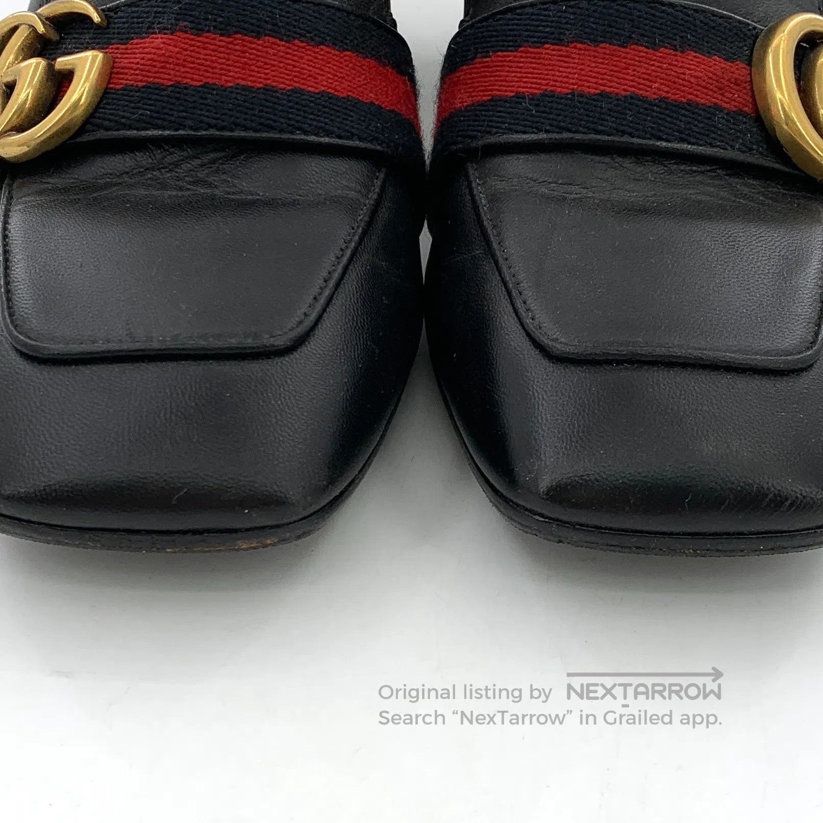 Gucci Guicci Black double G striped ribbon pearl button thick he Size US 6 / IT 36 - 8 Thumbnail