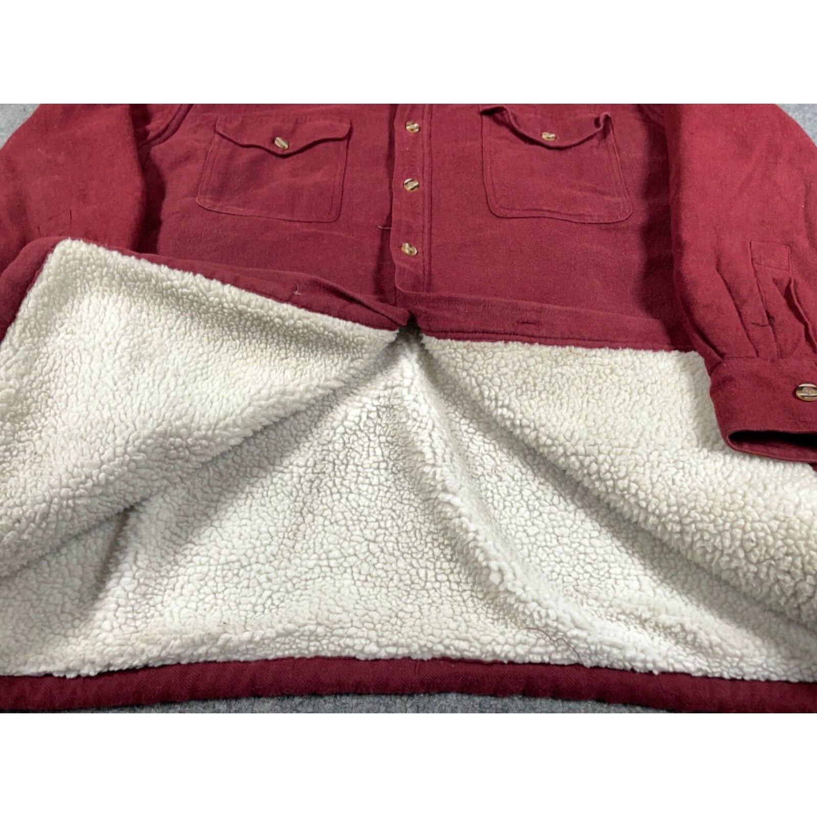Wrangler Wrangler Jacket Men Large Dark Red Sherpa Lined Twill Shirt Heavy Shacket Size US L / EU 52-54 / 3 - 7 Thumbnail