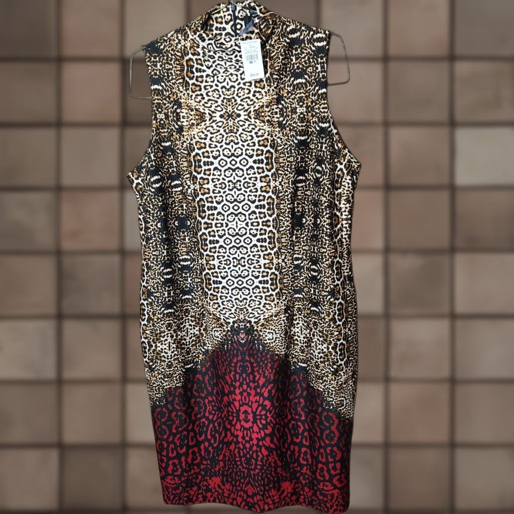 Vintage VINTAGE Ashley Stewart Leopard Print Mock Neck Sleeveless Sheath Dress-Size 20 (NWT) Size 3XL / US 20-22 - 1 Thumbnail