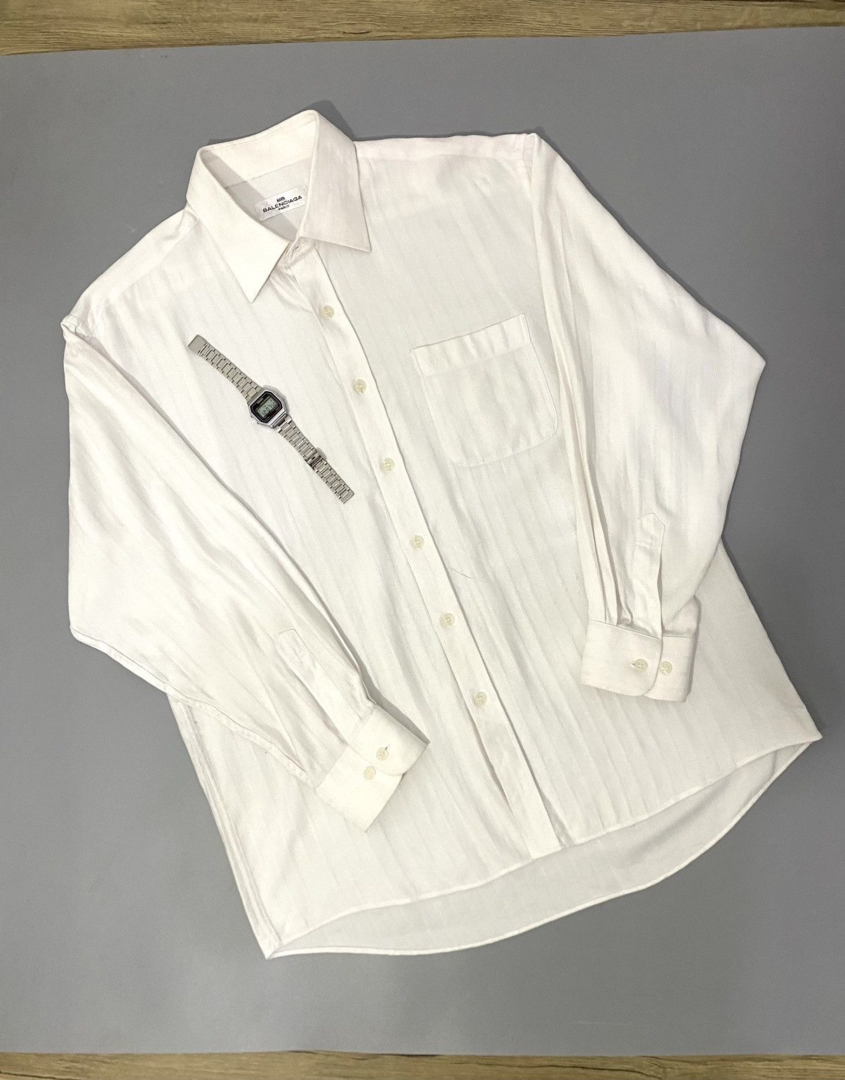Balenciaga × Vintage 💥All White💥Balenciaga Shirt Buttons Up Size US L / EU 52-54 / 3 - 4 Thumbnail