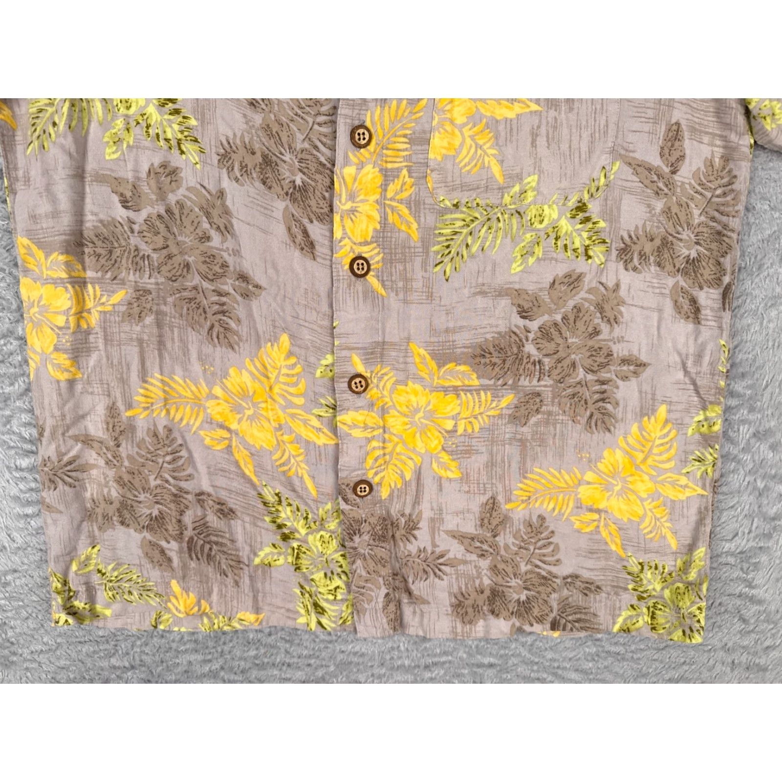Vintage VINTAGE Knightsbridge Shirt Adult Large Gray Yellow Floral 100% Rayon Hawaiian Pocket Size US L / EU 52-54 / 3 - 5 Thumbnail