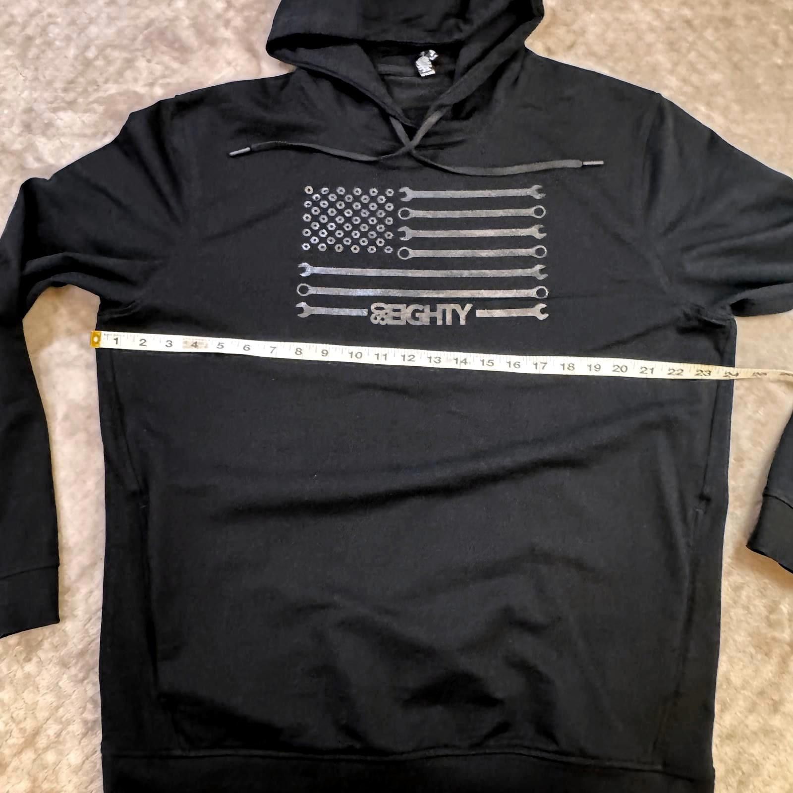 Designer Black Hoodie Men's Large Flag USA Patriotic Tools Mechanic Size US L / EU 52-54 / 3 - 12 Thumbnail